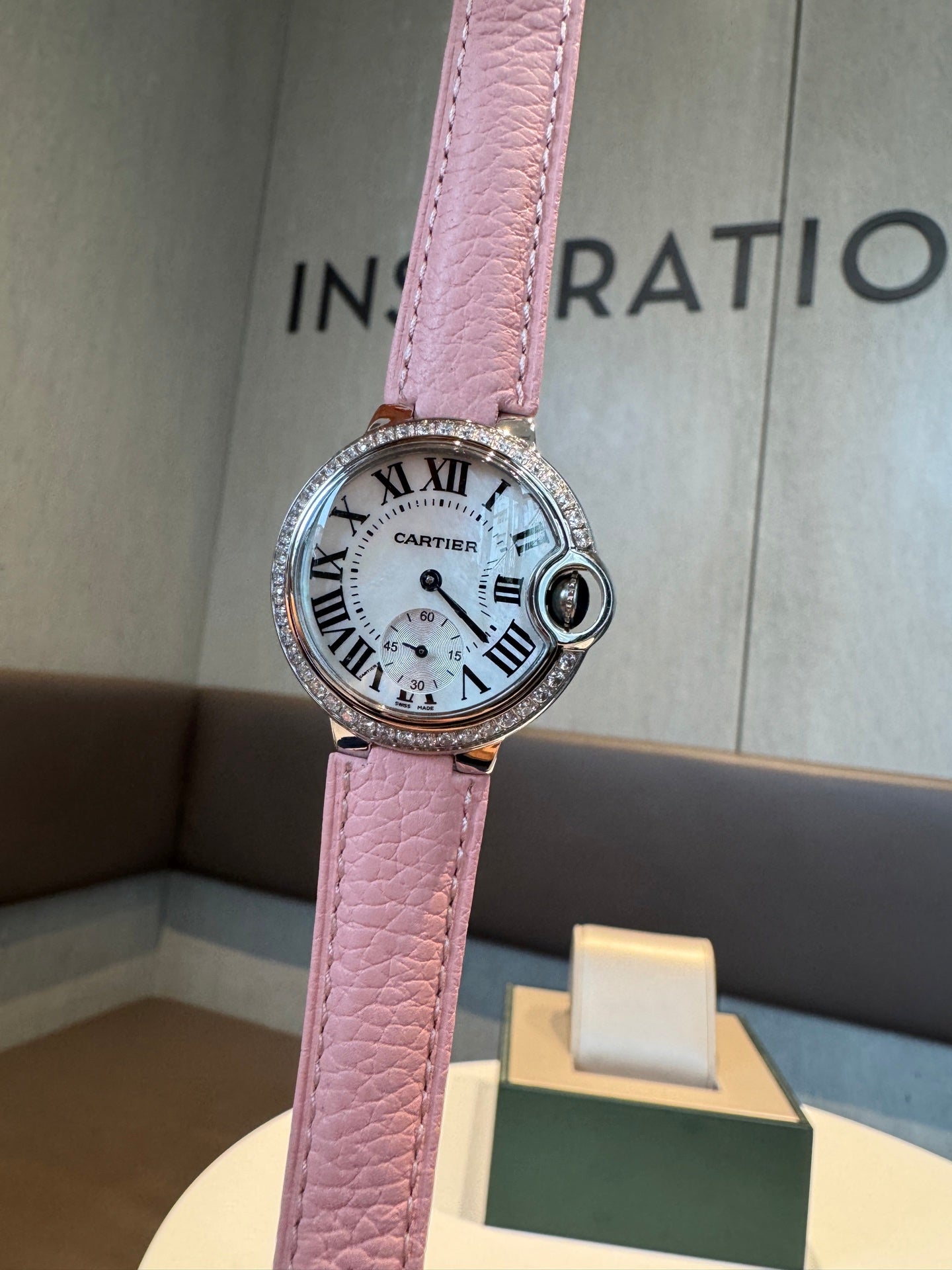 Cartier Bleu Balloon 33mm Silver Pink Diamond