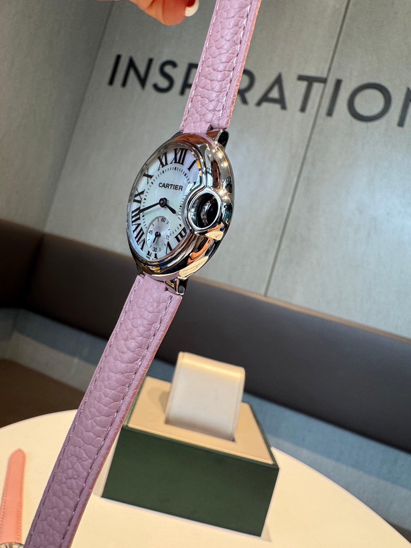 Cartier Bleu Balloon 33mm Silver Pink Diamond