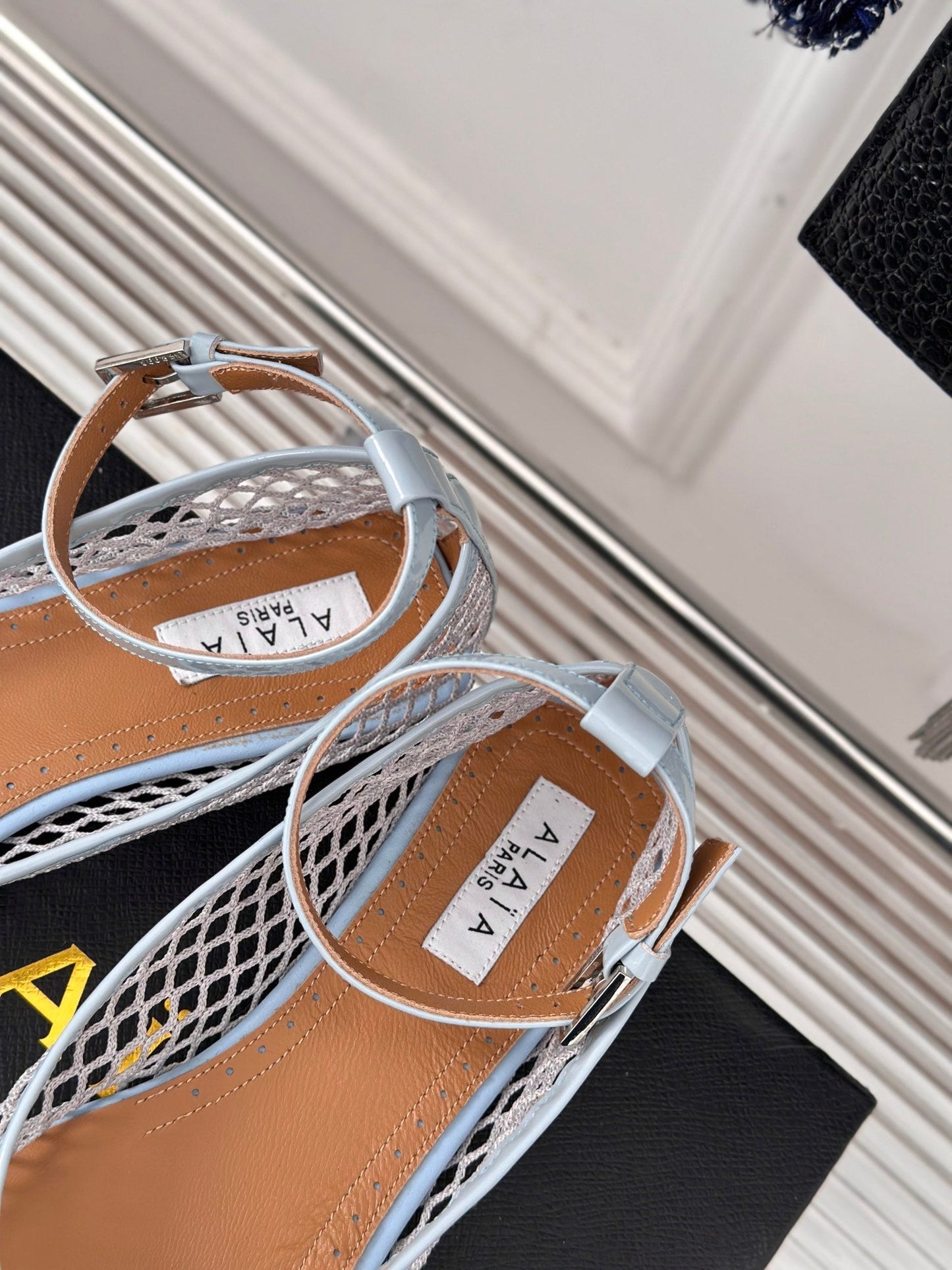 Alaia Mary Jane Ballet Flat Light Blue Lambskin 293231