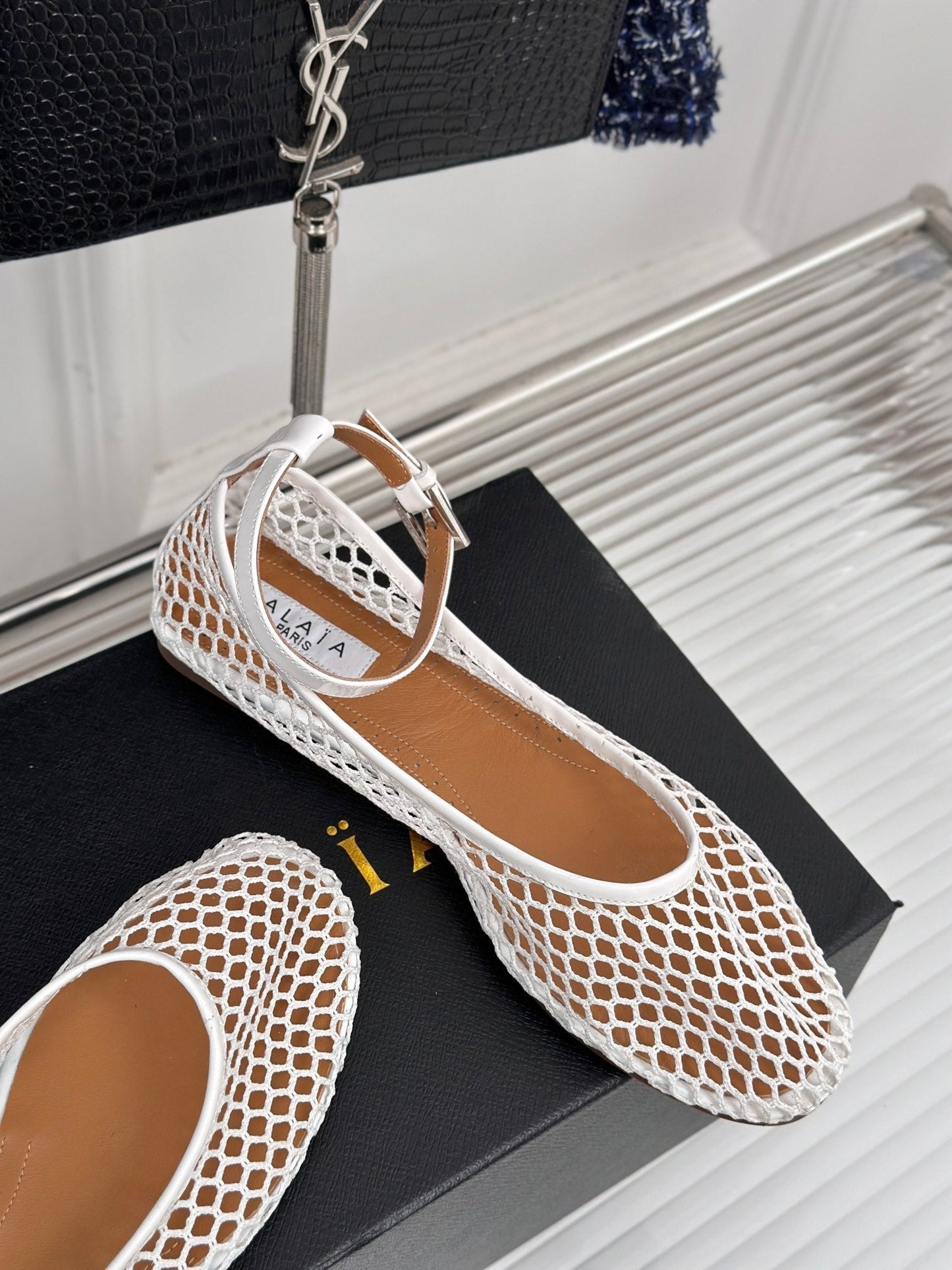 Alaia Mary Jane Ballet Flat White Lambskin 293232