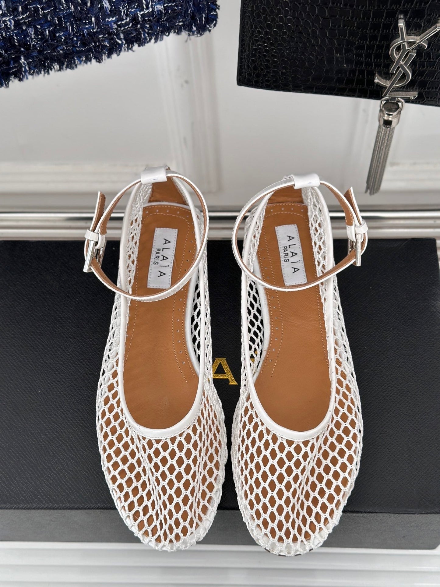 Alaia Mary Jane Ballet Flat White Lambskin 293232
