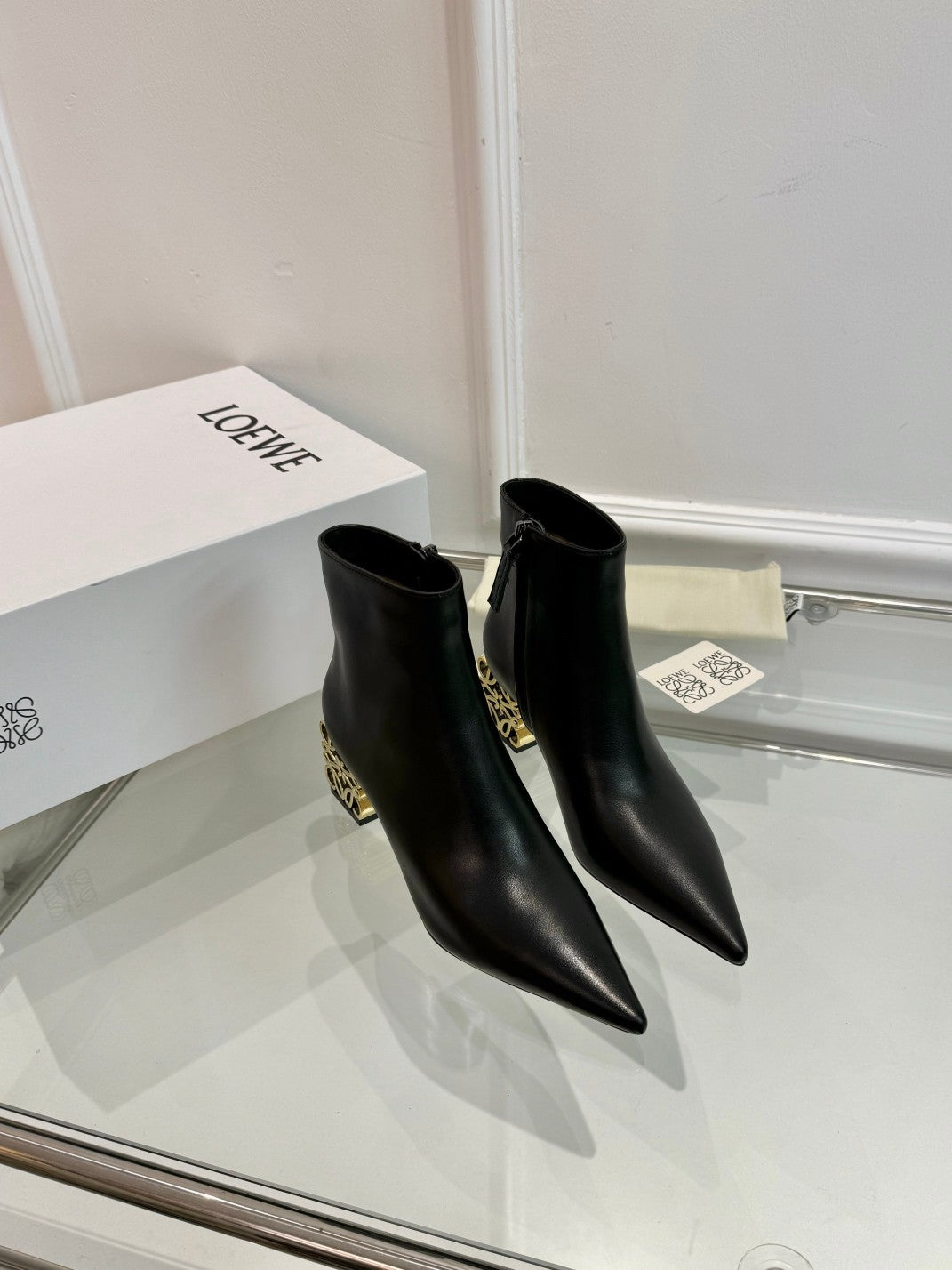 Loewe Anagram heel boot black calfskin