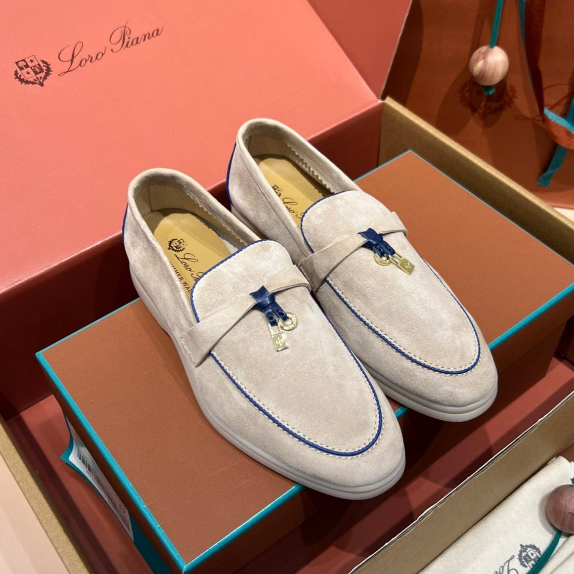 lp summer charm walk loafer grey blue suede