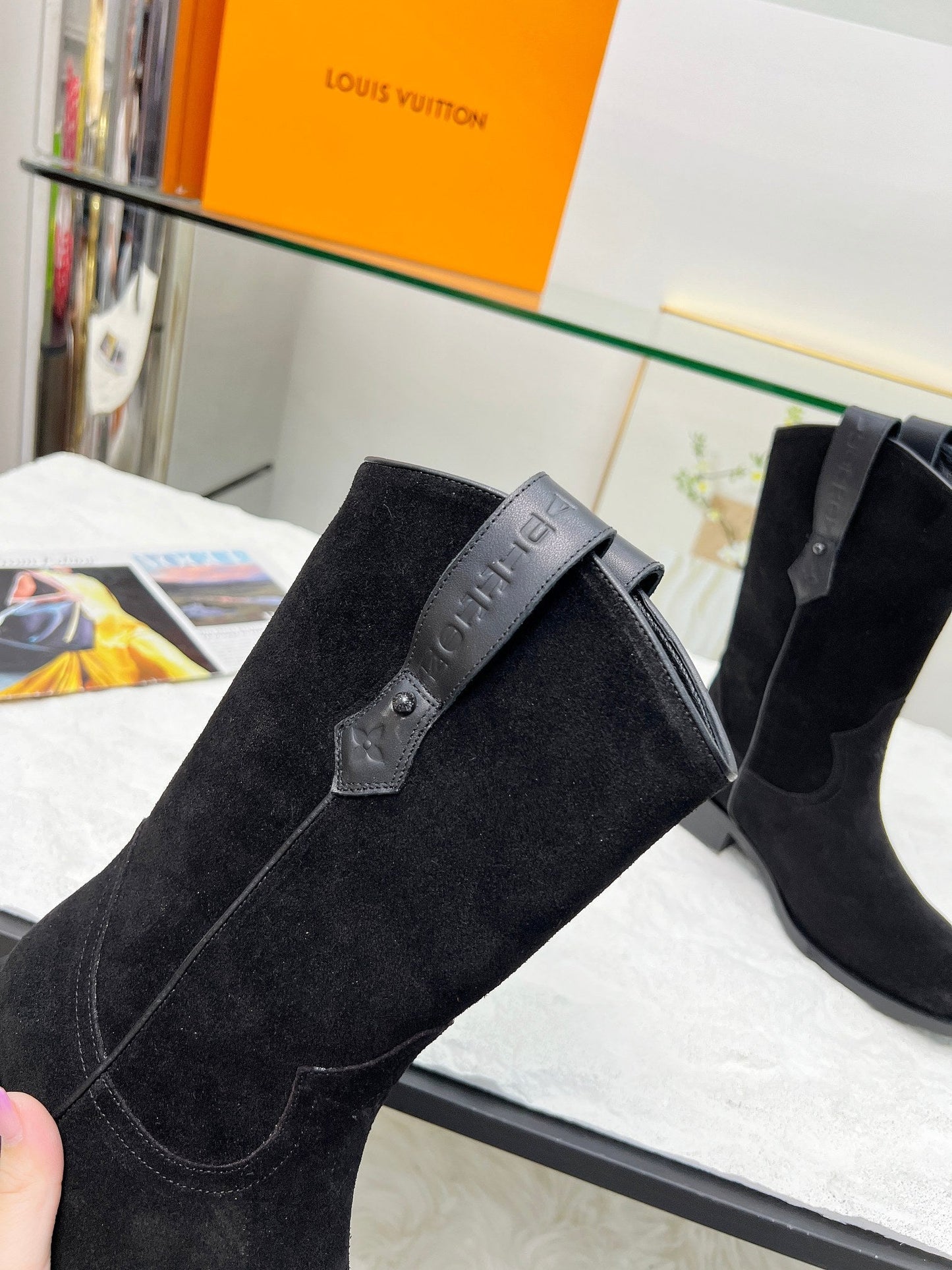 LV Rider Boot Black Suede