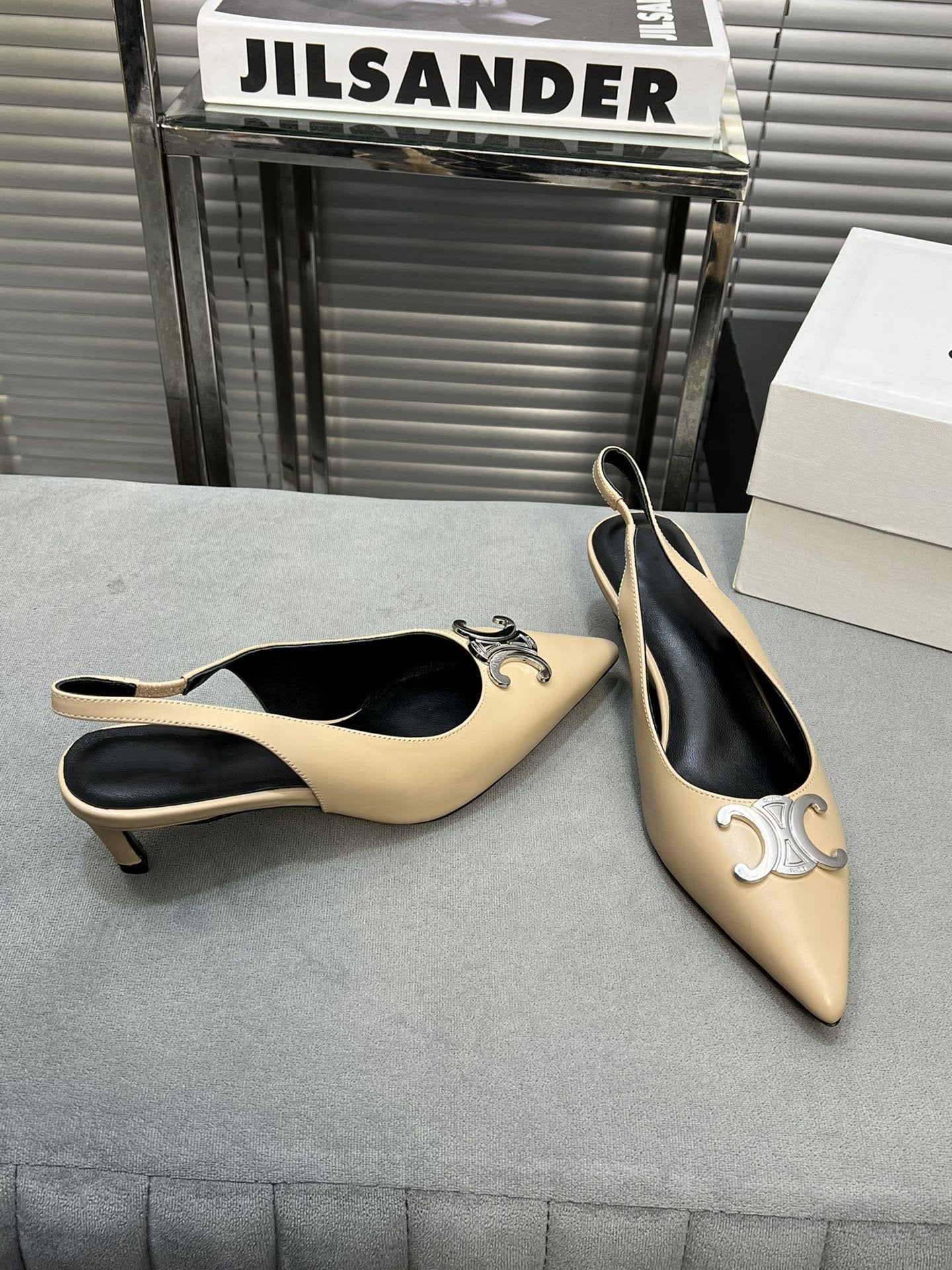 alma triomphe 50 slingback cream patent calfskin