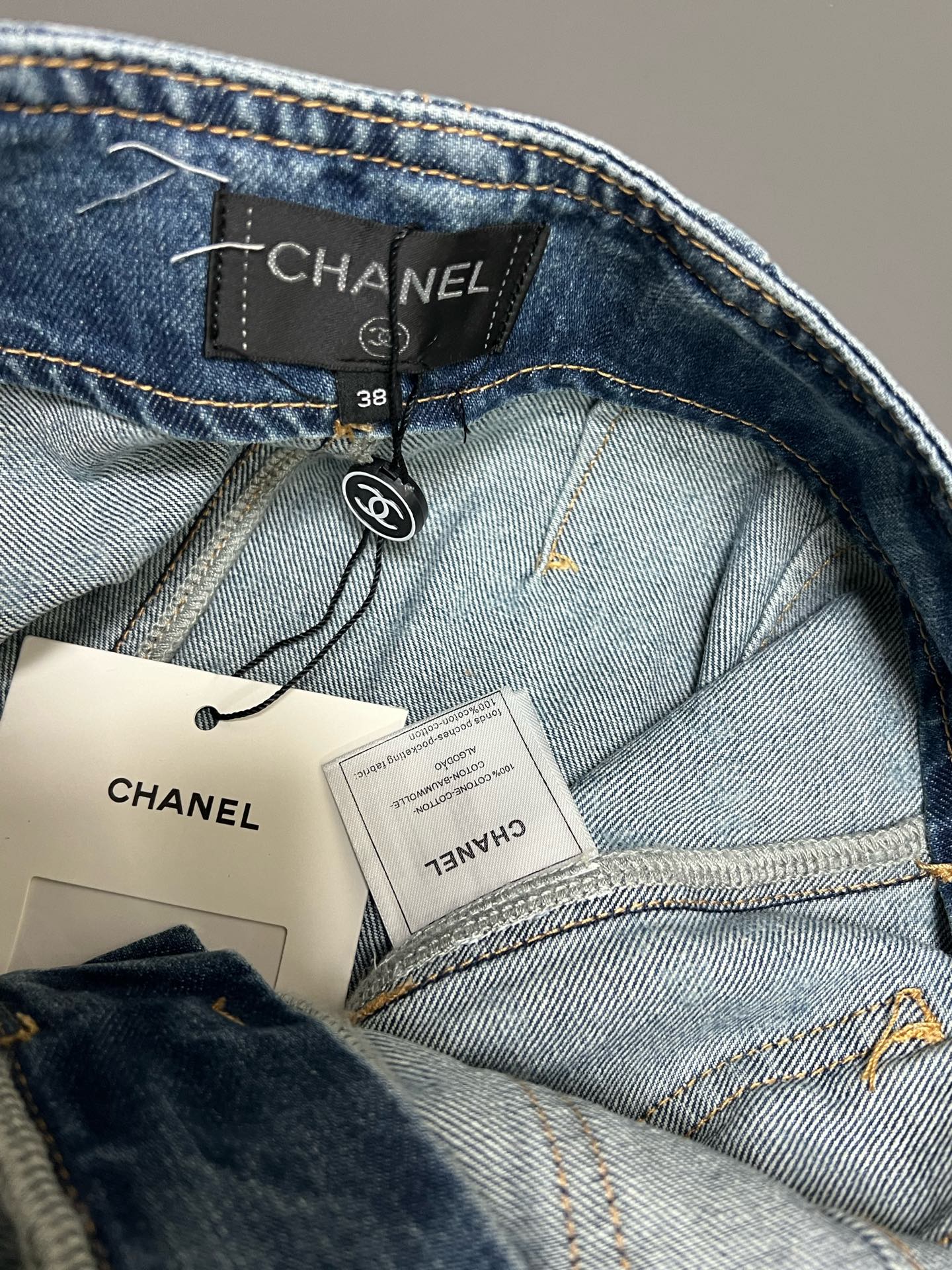 CC 25 Printed Blue White Washed Short Denim
