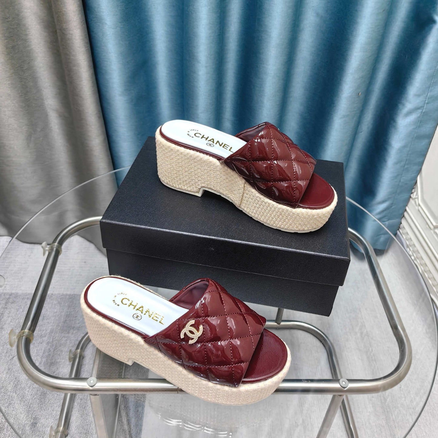 CC 25 Platform Sandal 10cm Patent Calfskin