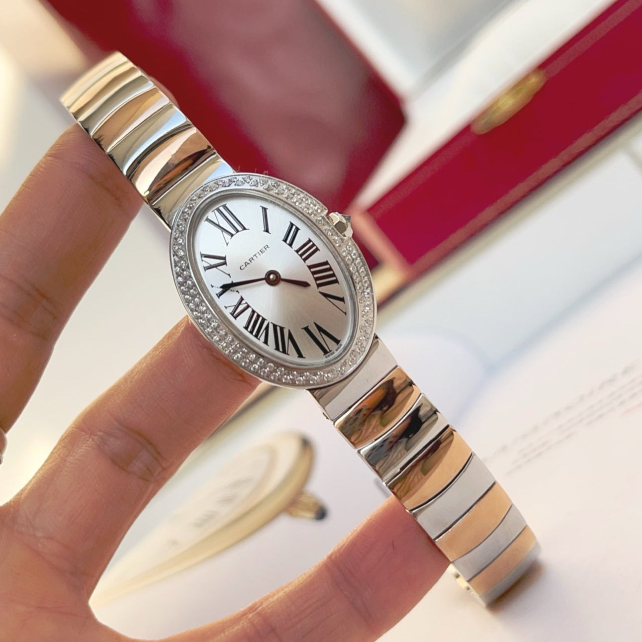 Baignoire 23mm Two-Tone Pink Gold Double Row Diamond Bezel