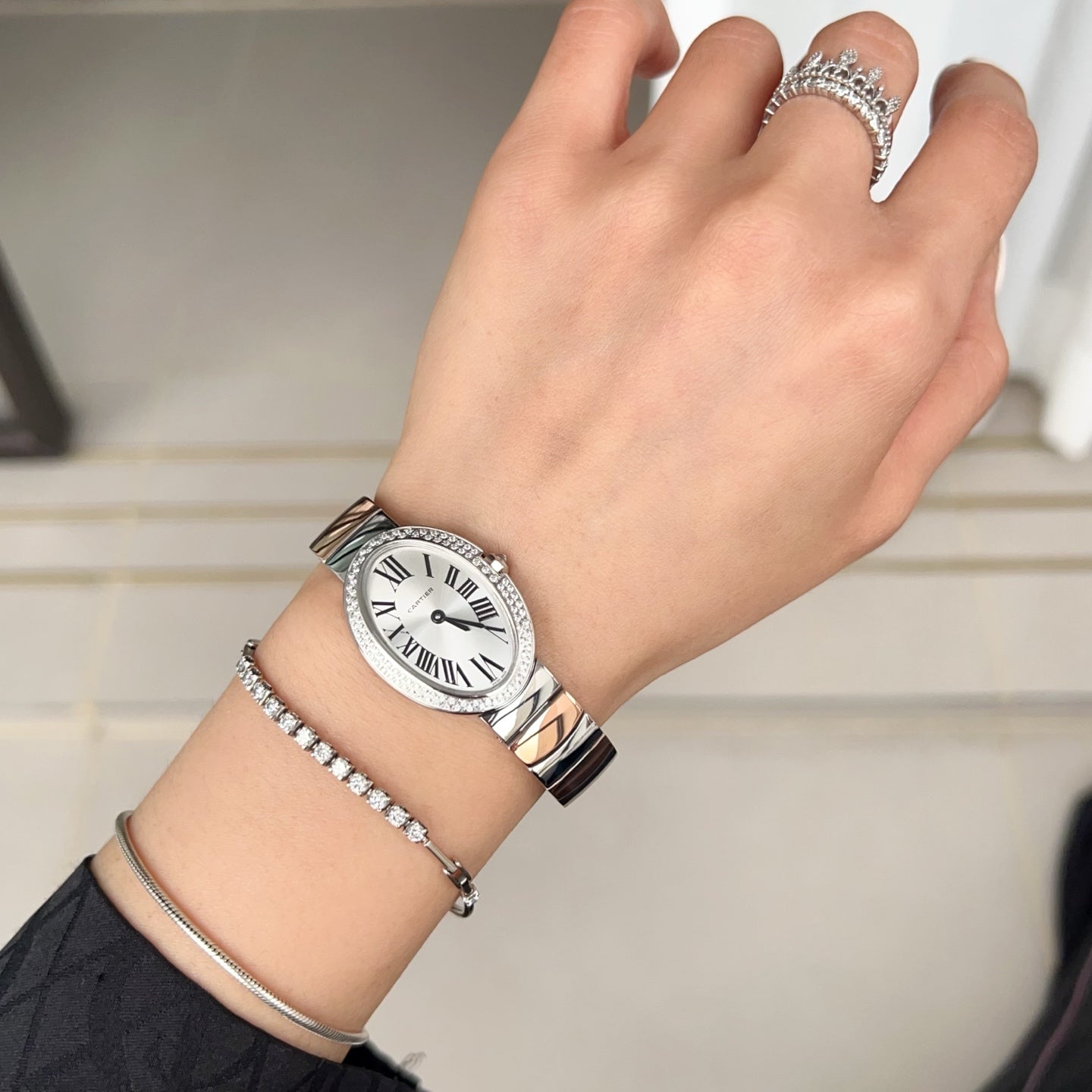 Baignoire 23mm Two-Tone Pink Gold Double Row Diamond Bezel