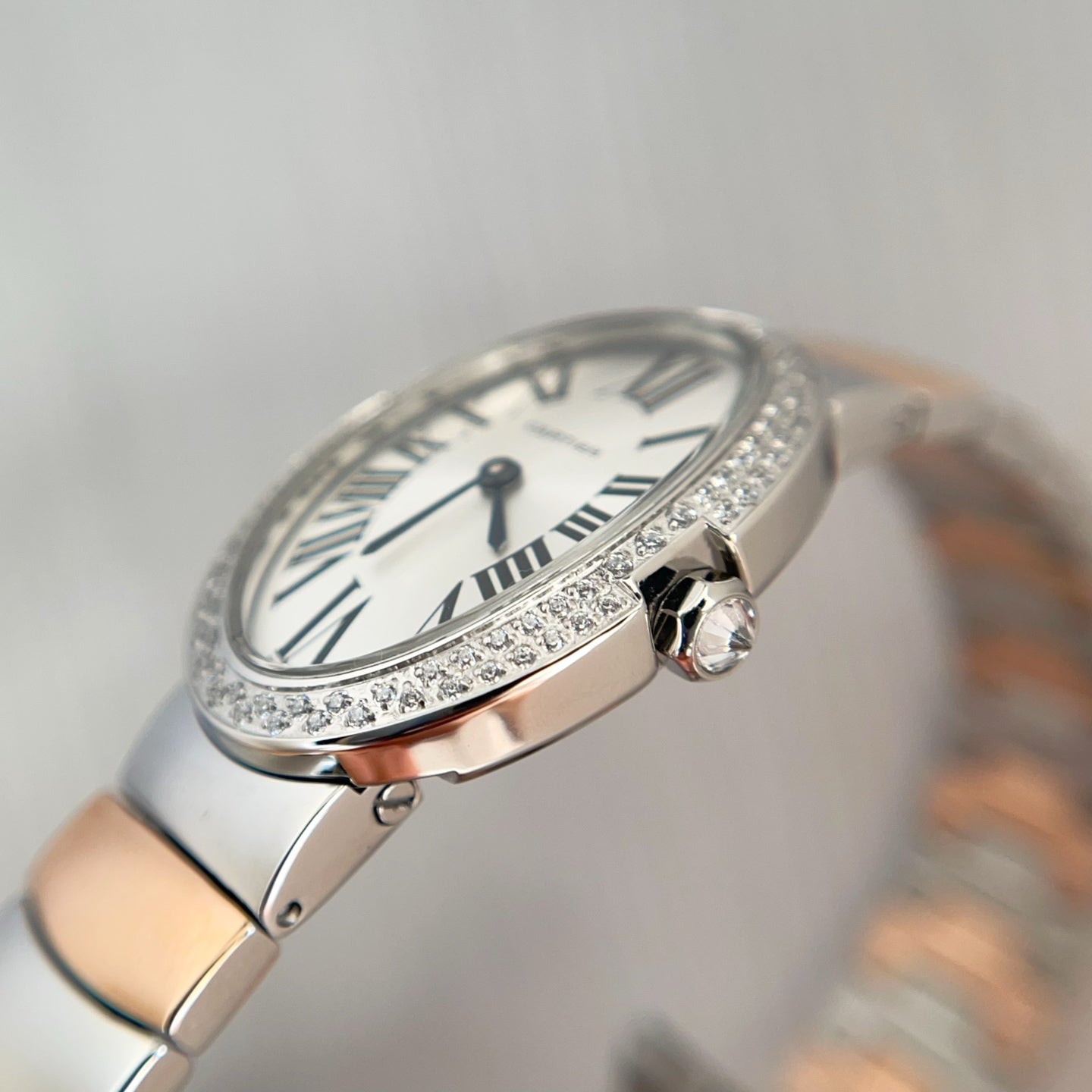 Baignoire 23mm Two-Tone Pink Gold Double Row Diamond Bezel
