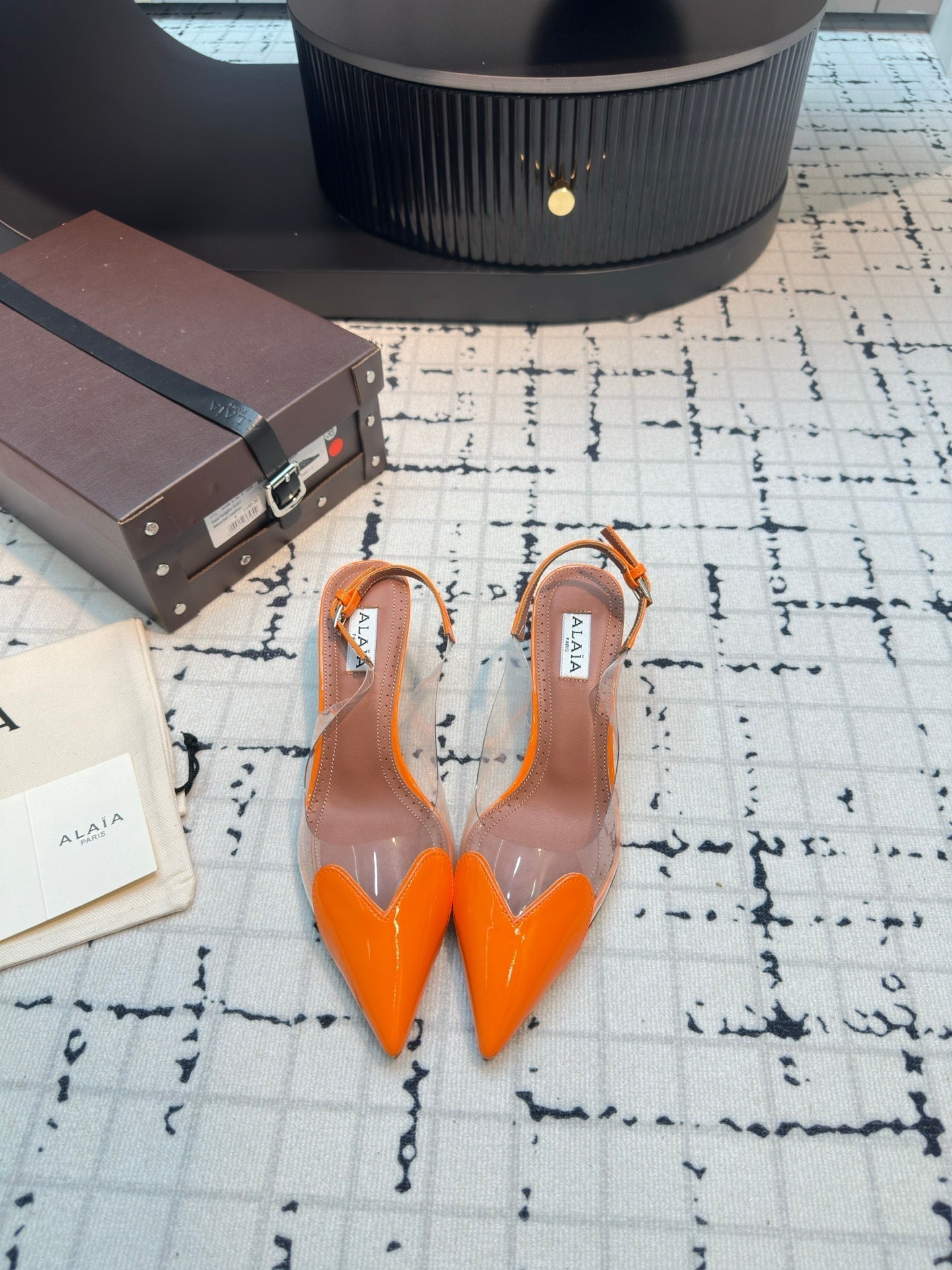 Alaia Heart 50mm Heels Slingbacks Orange Sheepskin 810210