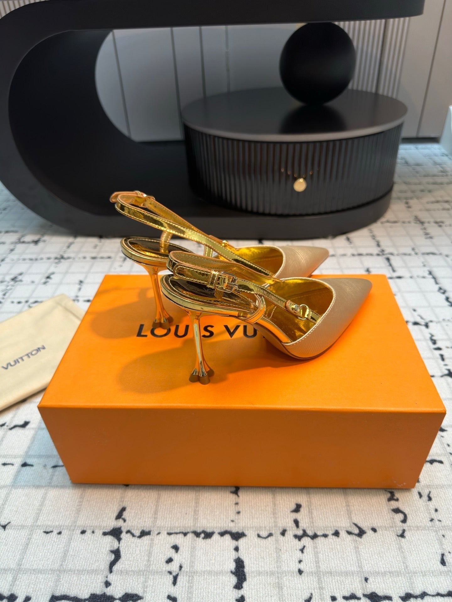 LV Blossom Slingback Pump 95mm Beige Lambskin
