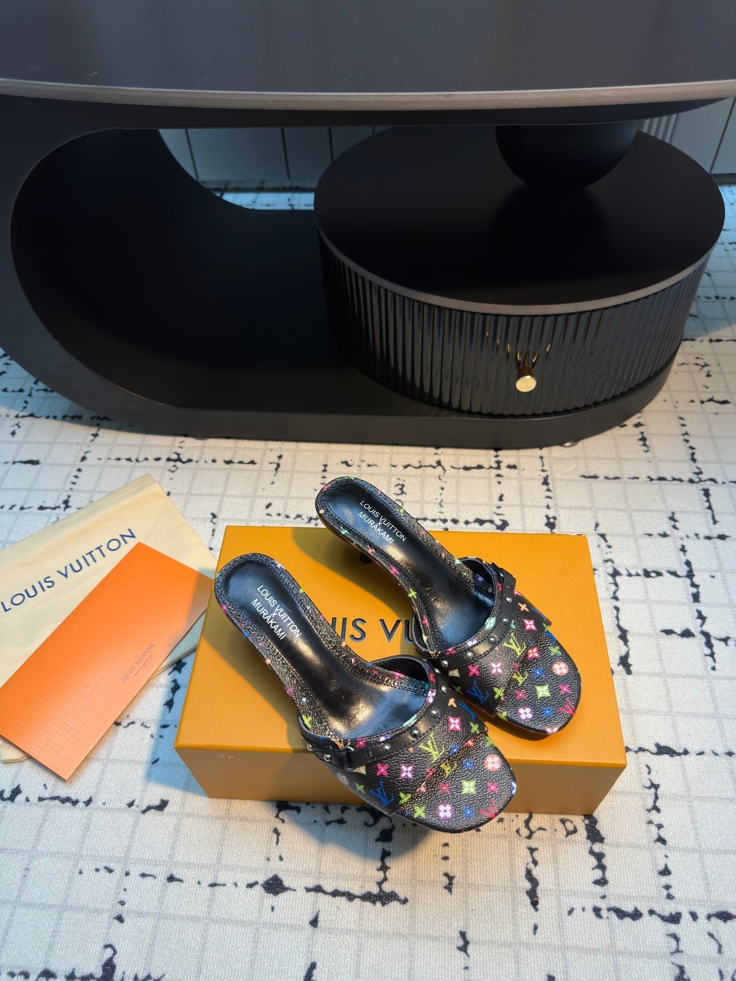 LV Mule 6AM LV x TM 55mm Black with Monogram Multicolore Leather 218908