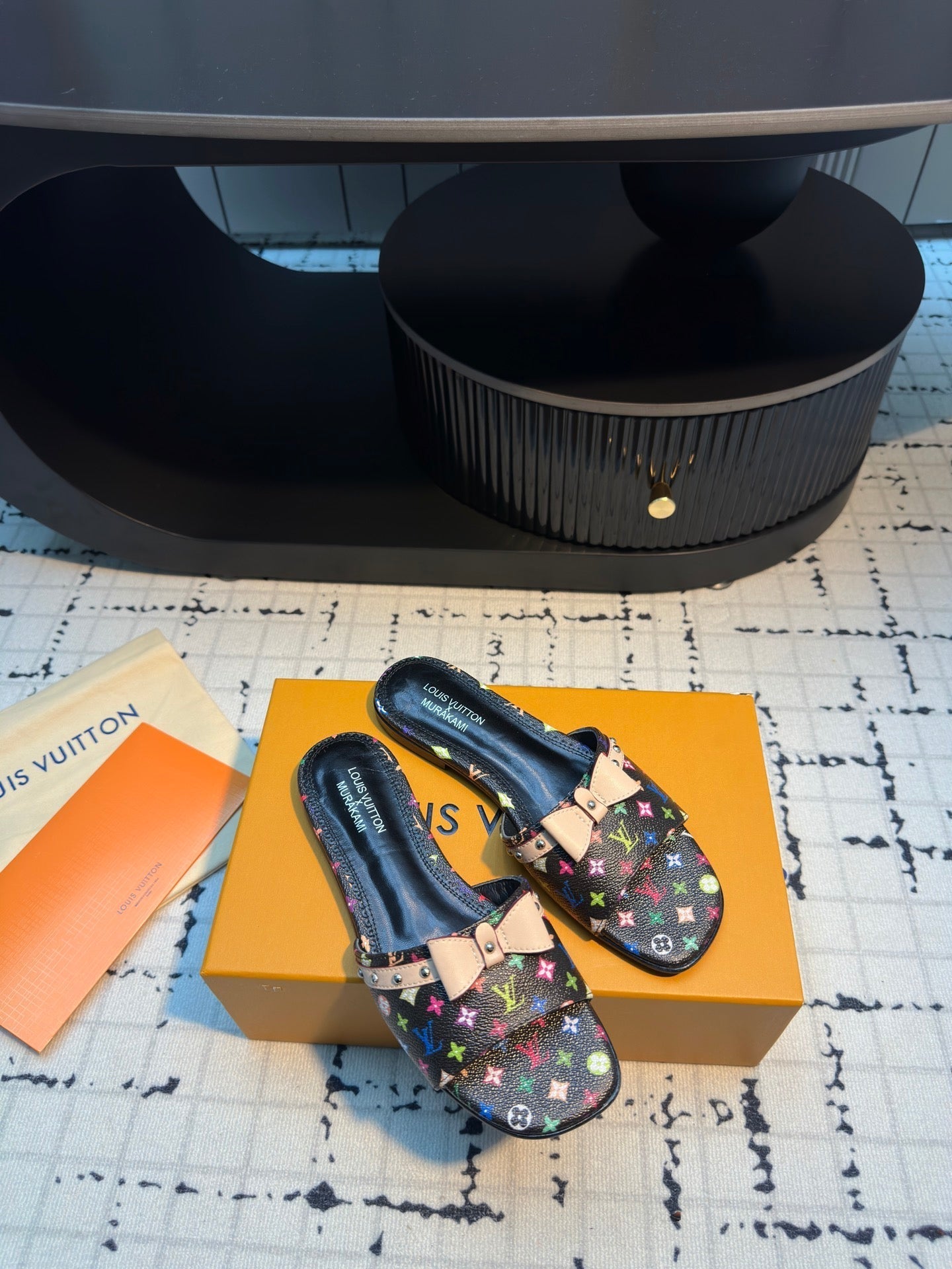 LV LV x TM 6AM Flat Mule Black with Monogram Multicolore Leather 218909