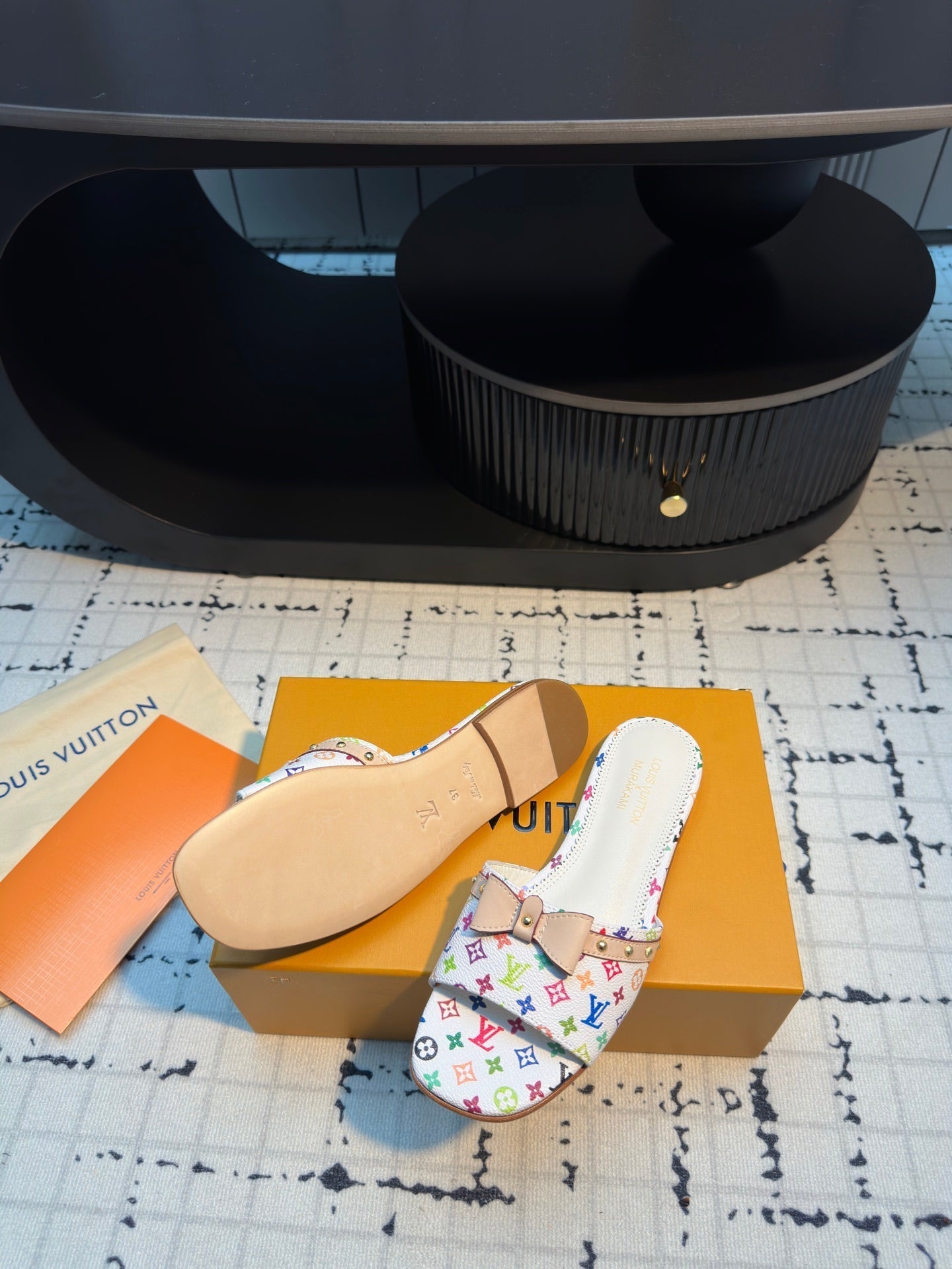 LV LV x TM 6AM Flat Mule White with Monogram Multicolore Leather 218910