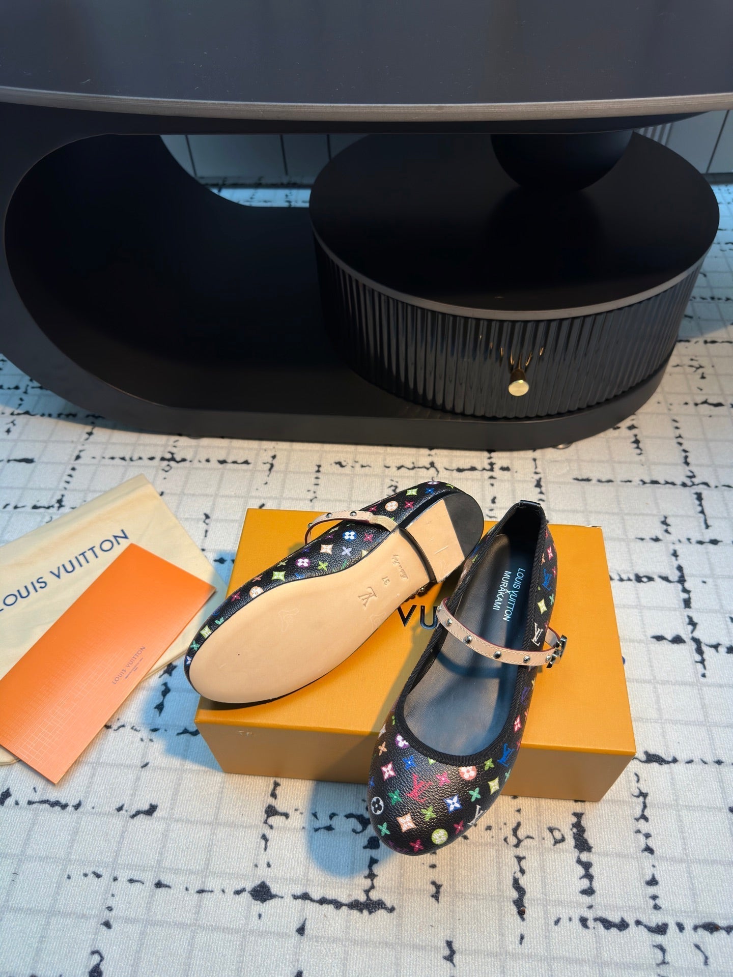 LV Ballerine Romy LV x TM Black with Monogram Multicolore Leather 218914