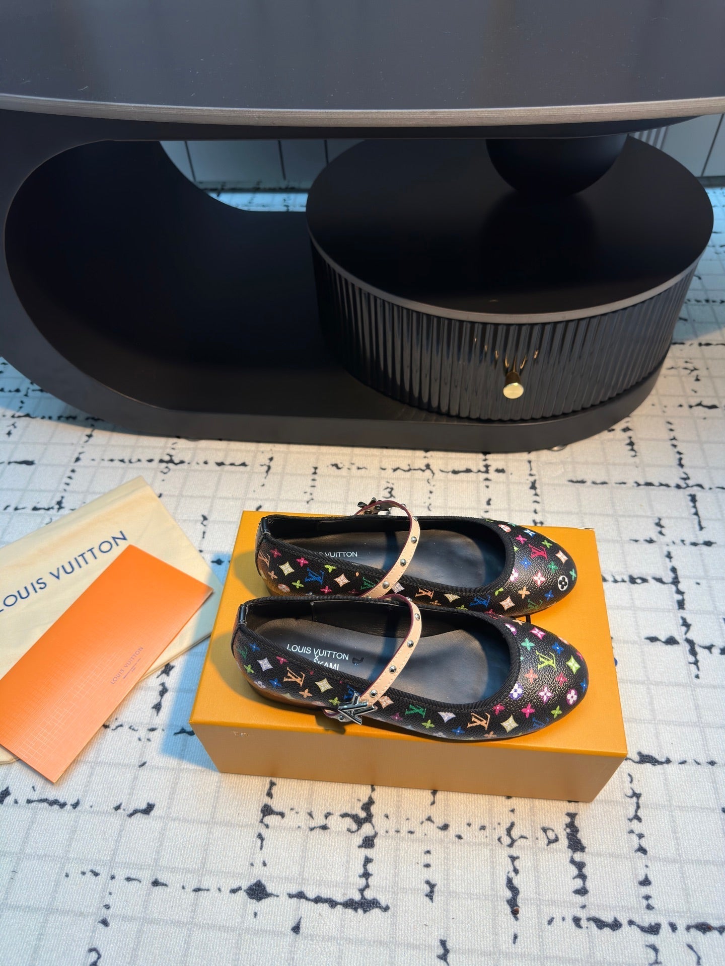 LV Ballerine Romy LV x TM Black with Monogram Multicolore Leather 218914