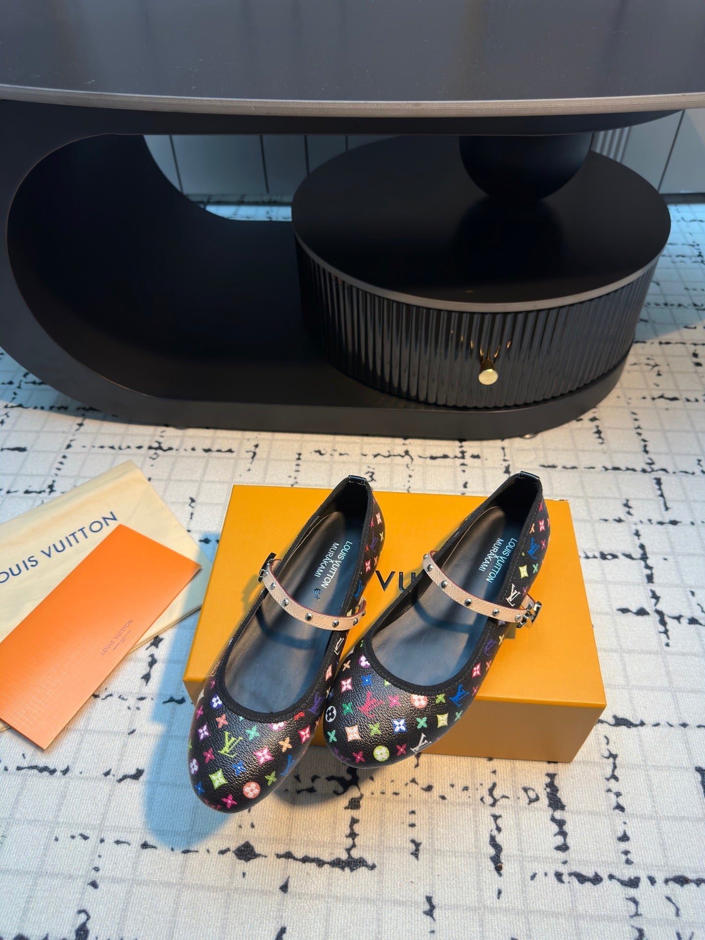 LV Ballerine Romy LV x TM Black with Monogram Multicolore Leather 218914