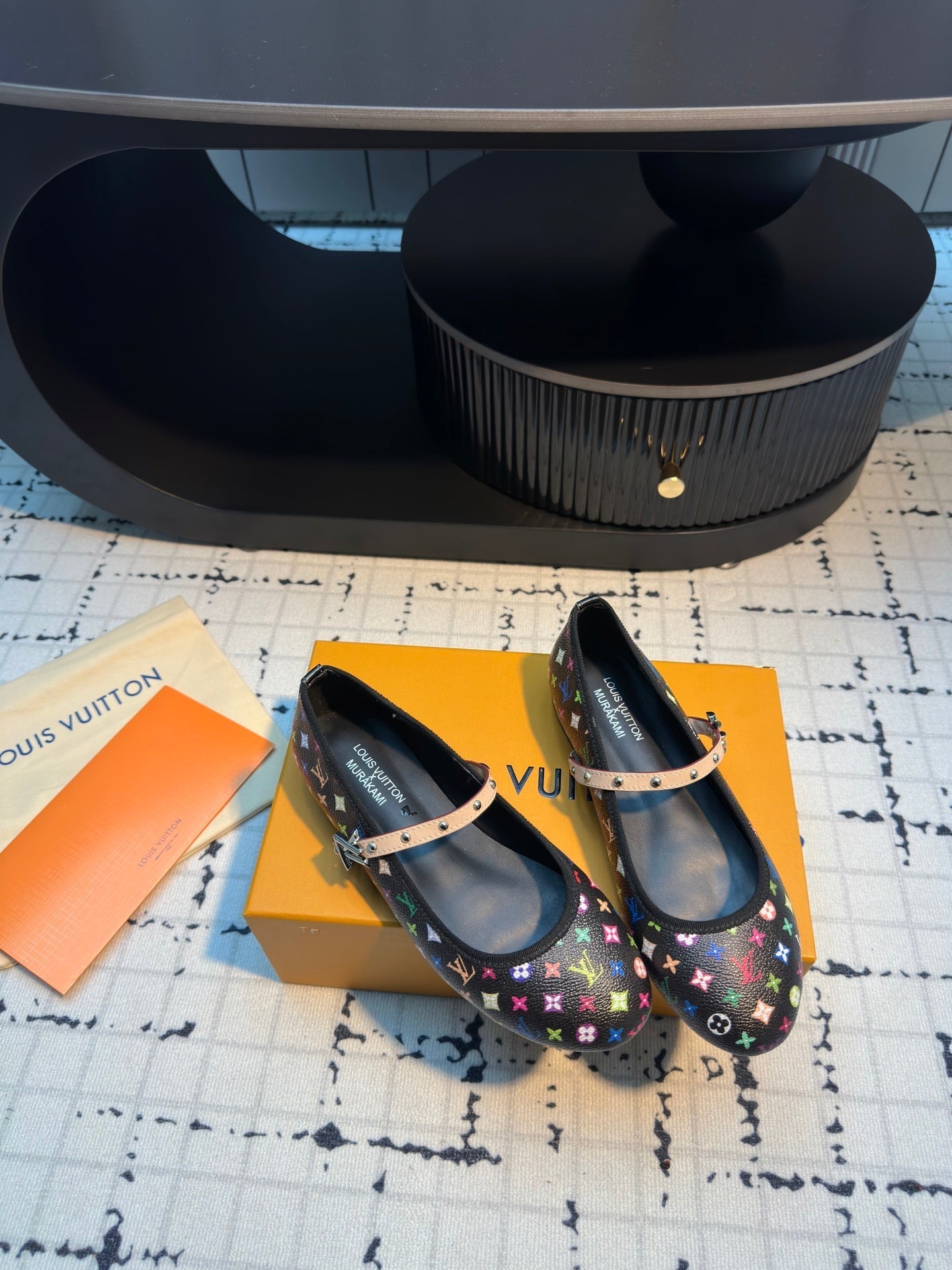 LV Ballerine Romy LV x TM Black with Monogram Multicolore Leather 218914