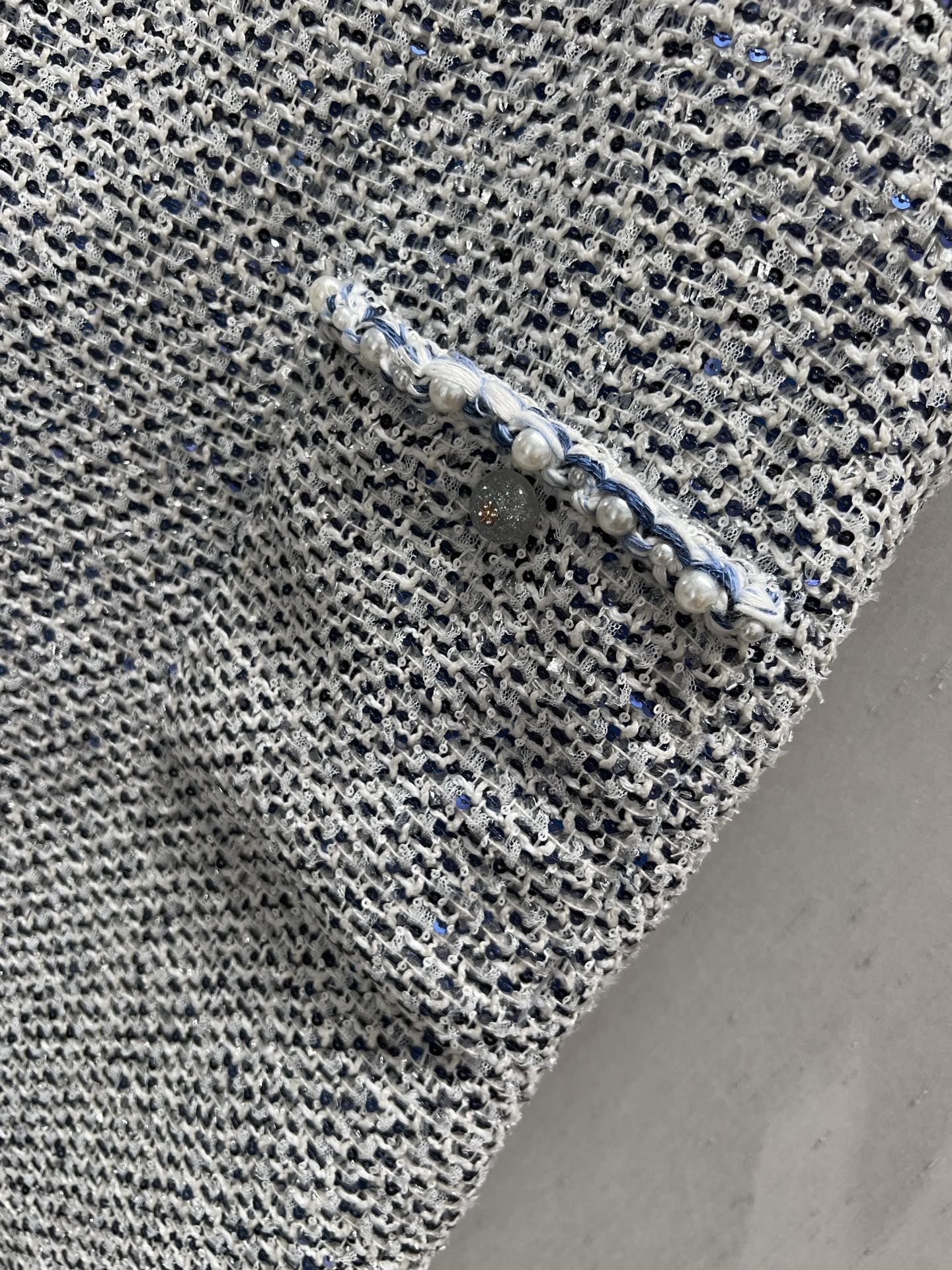 CC 25 Tweed Dress Gray Blue Woven Fabric
