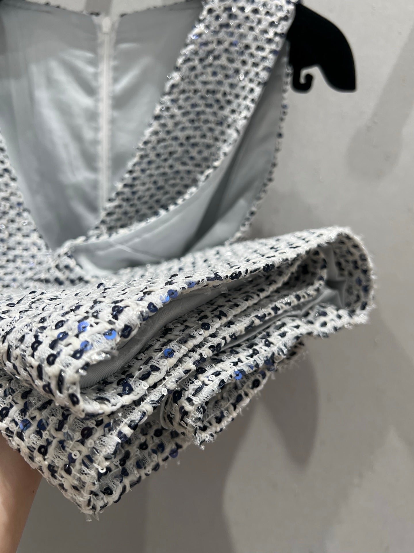 CC 25 Tweed Dress Gray Blue Woven Fabric