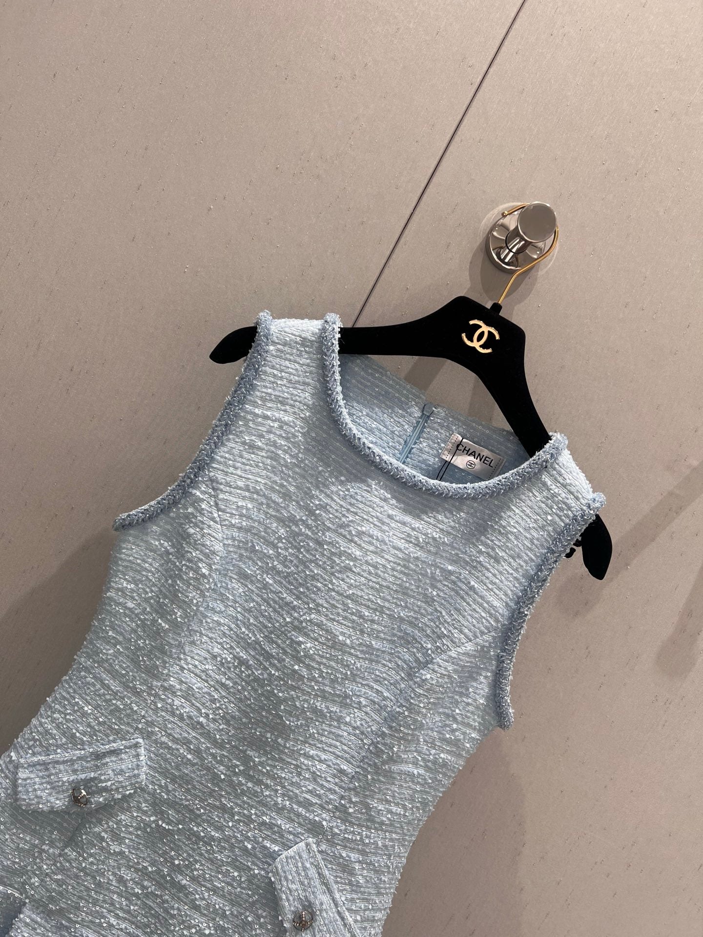 CC 25 Tweed Dress Blue Woven Fabric