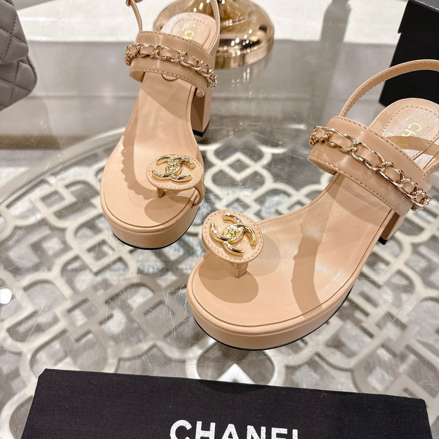 CC 25 Sandal Platform Heels Nude Lambskin 268973