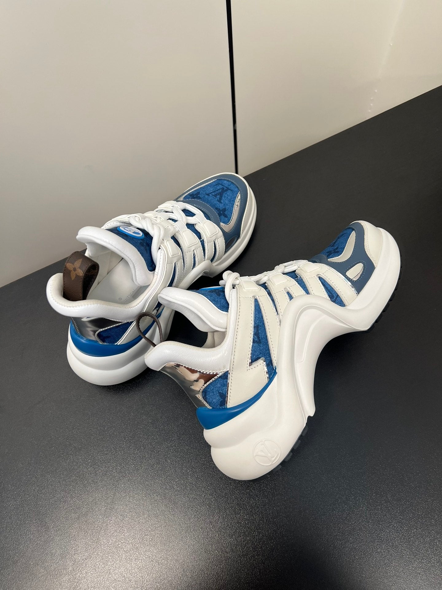 LV Archlight Sneaker 50mm White Mix Dark Blue Monogram Jacquard Fabric
