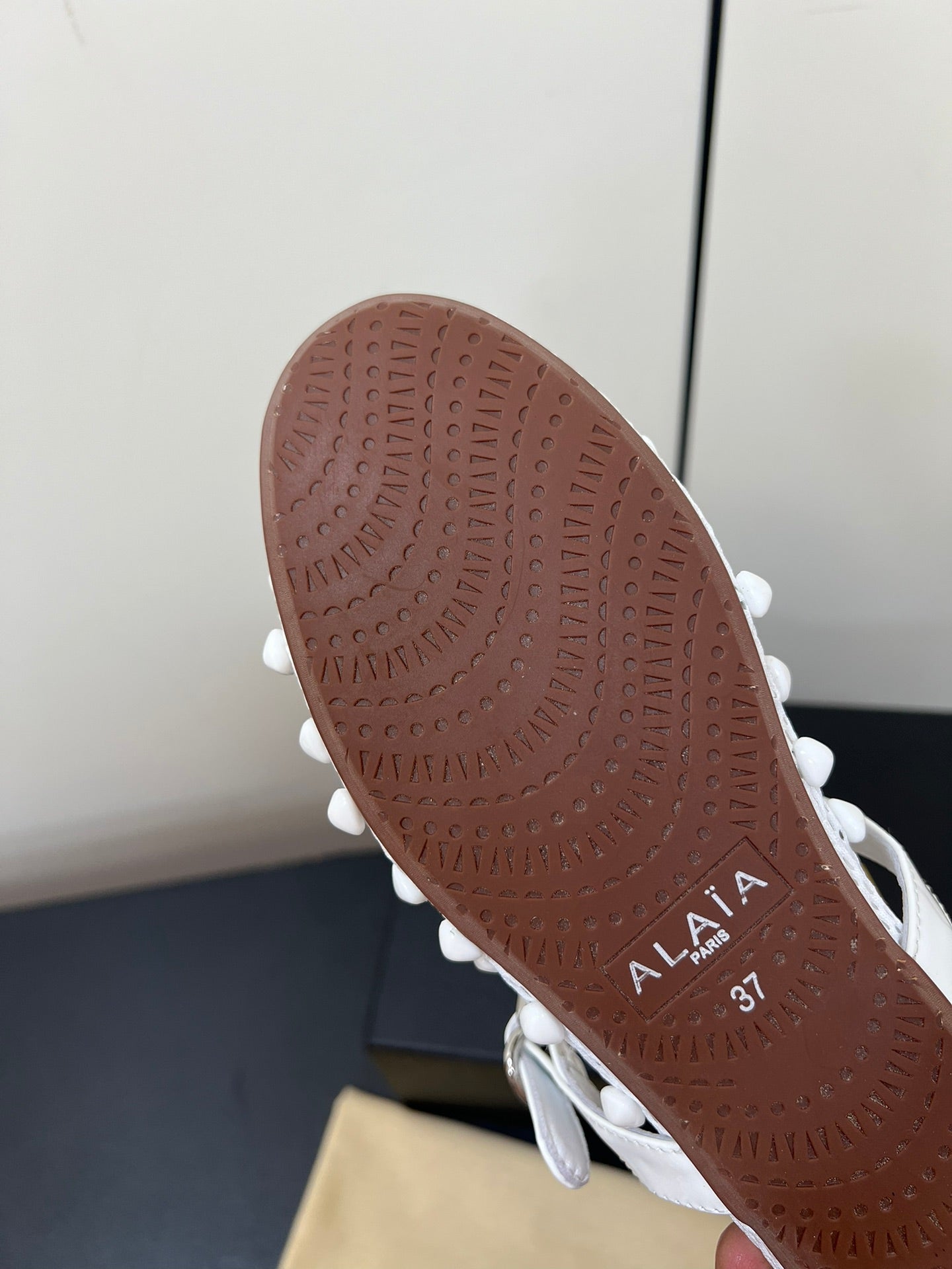 Alaila Ballet Flats With Studs On Fishnet In White 975751