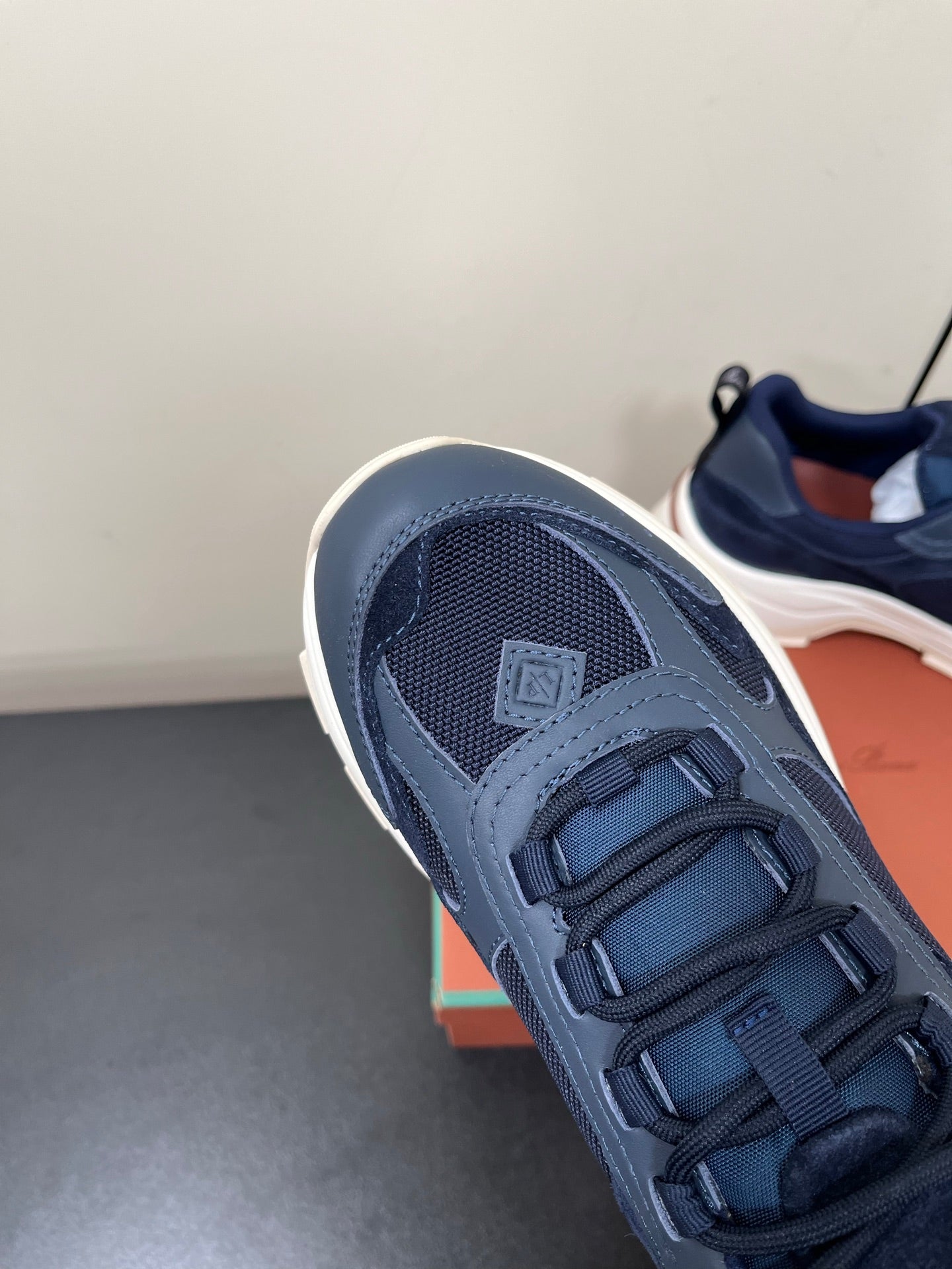 LP Cairn Walk Sneaker Navy Blue Calfskin and Fabric 210916