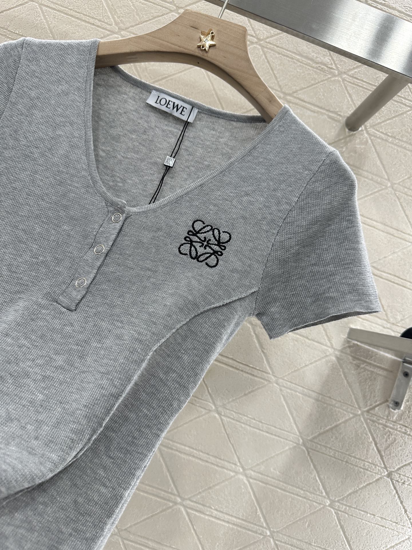 Loewe 25 T-Shirt V-Neck Grey Cotton