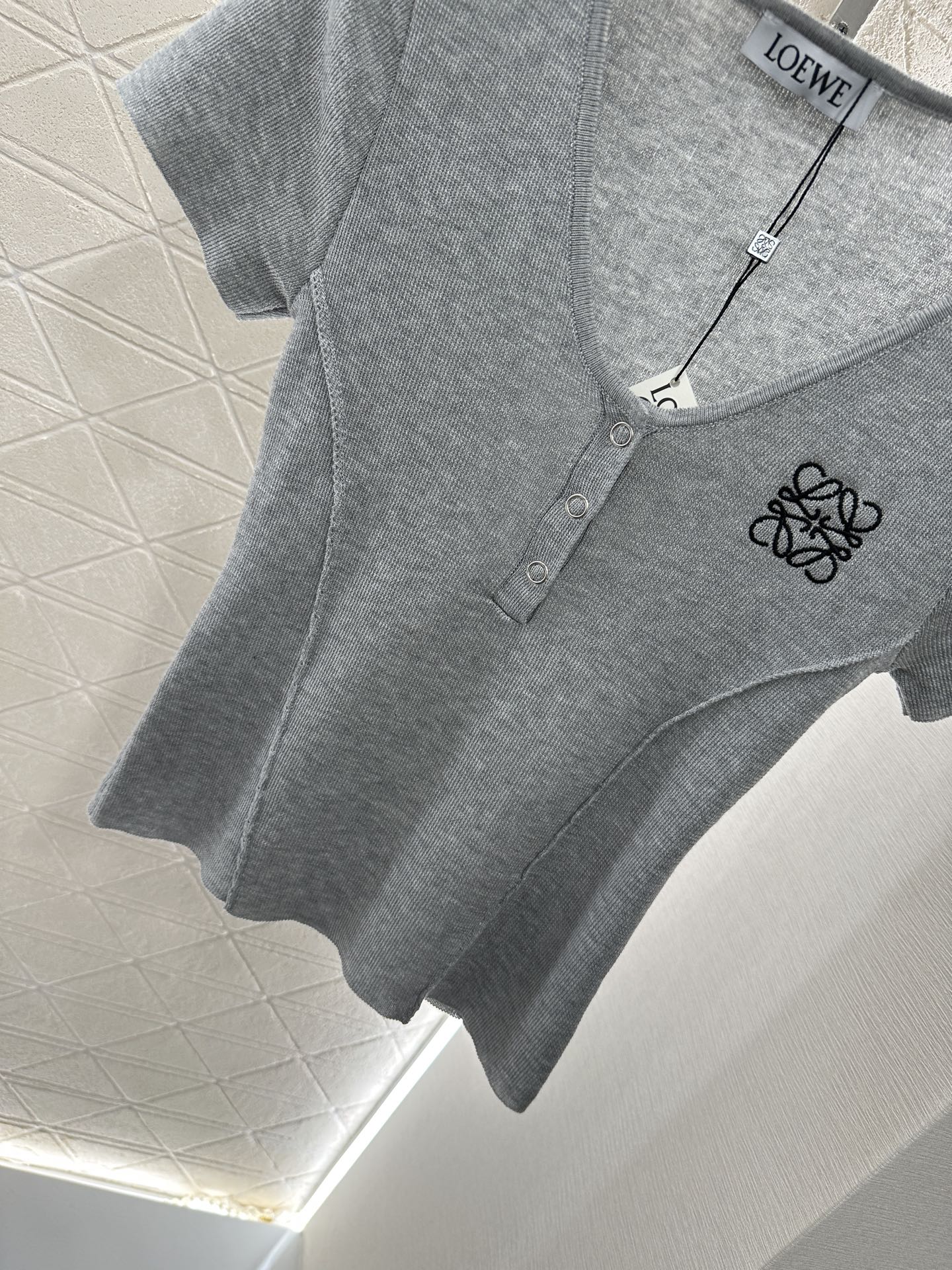 Loewe 25 T-Shirt V-Neck Grey Cotton