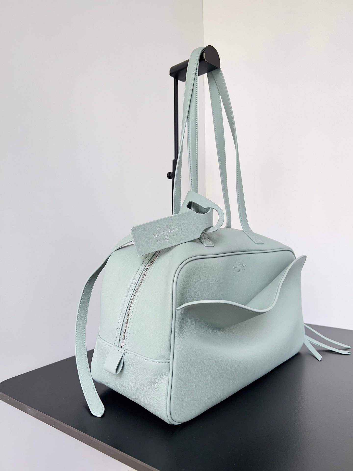 Balenciaga Carrie bowling ball bag pastel mint green lambskin