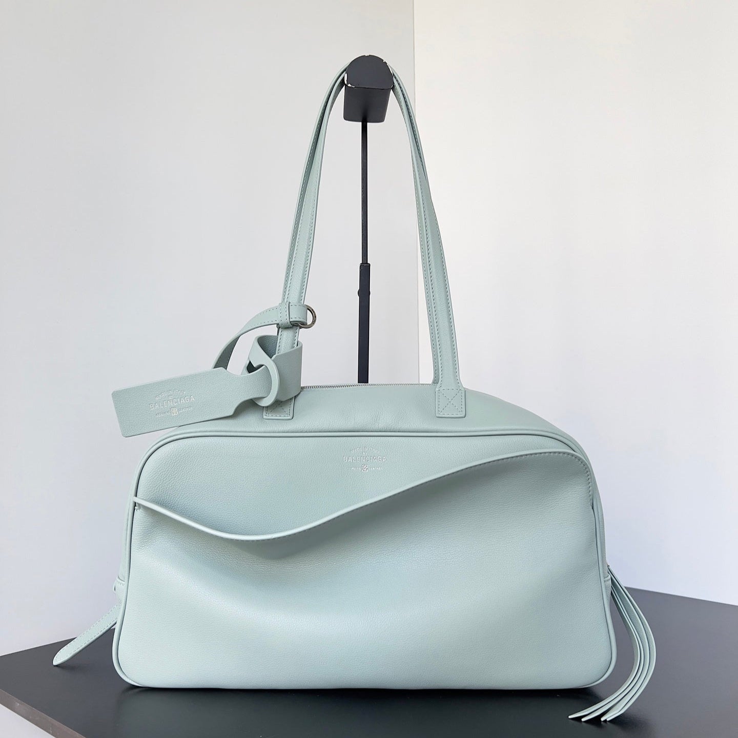 Balenciaga Carrie bowling ball bag pastel mint green lambskin