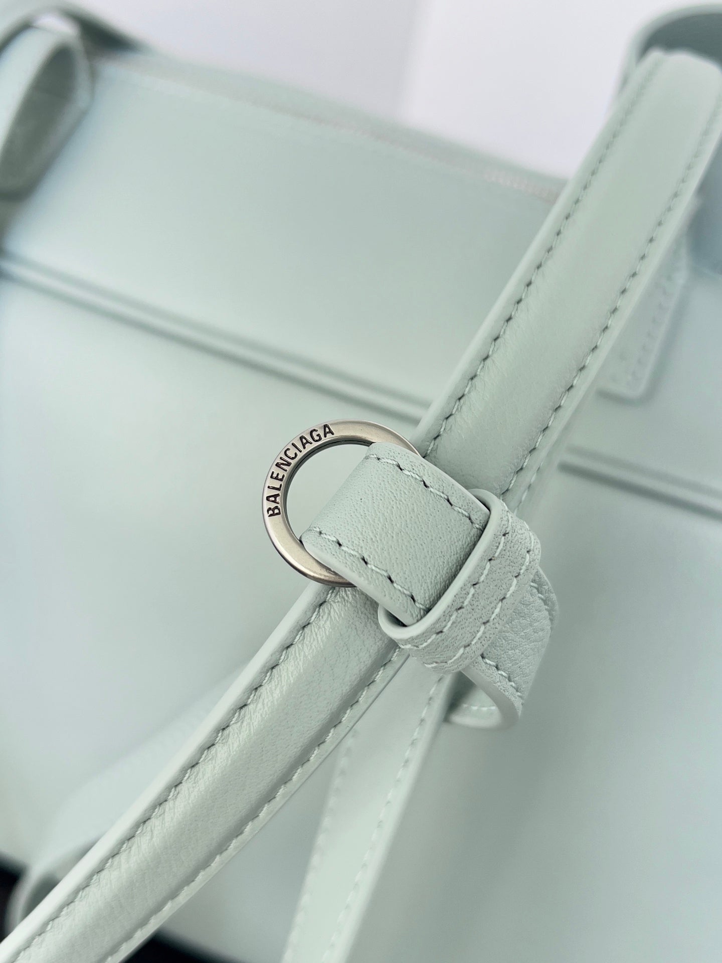 Balenciaga Carrie bowling ball bag pastel mint green lambskin
