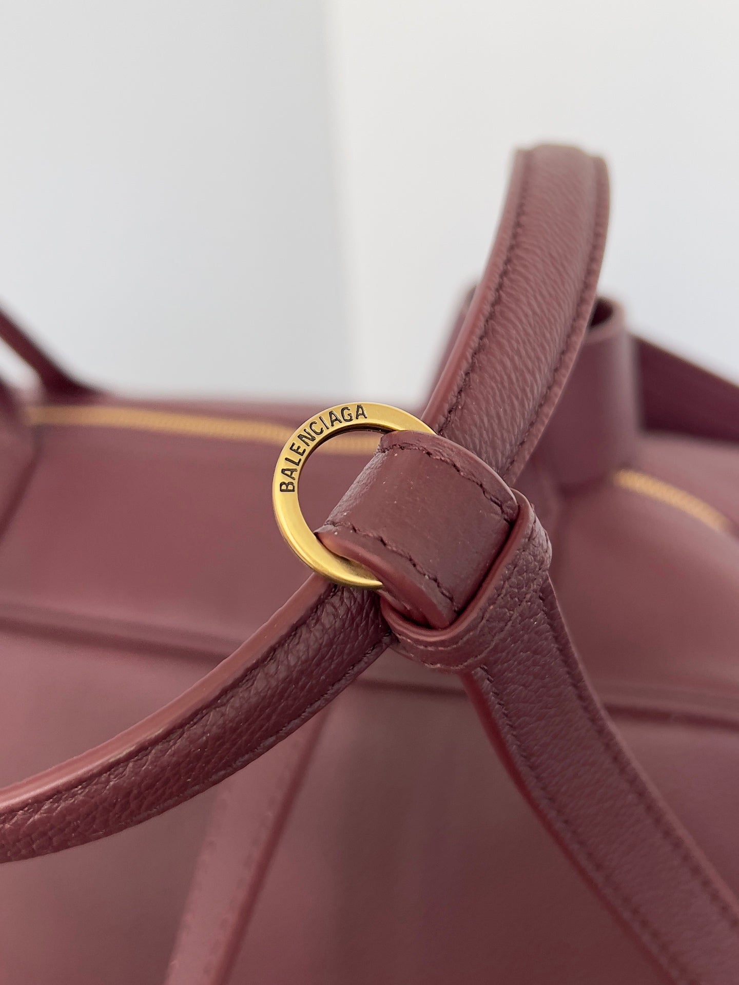 Balenciaga Carrie bowling ball bag wine red lambskin