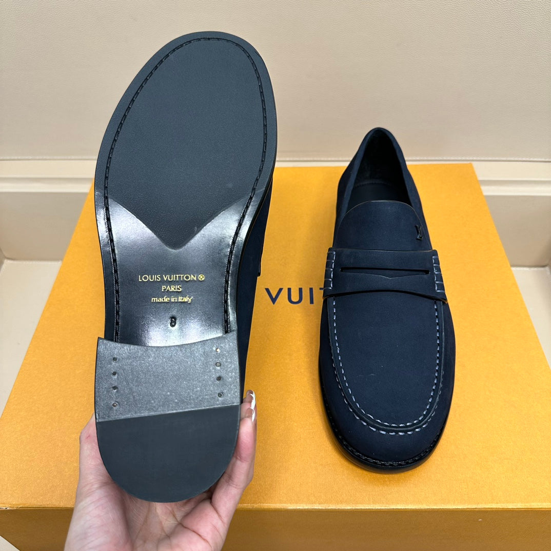 LV MAJOR LOAFERS IN NAVY BLUE SUEDE CALFSKIN