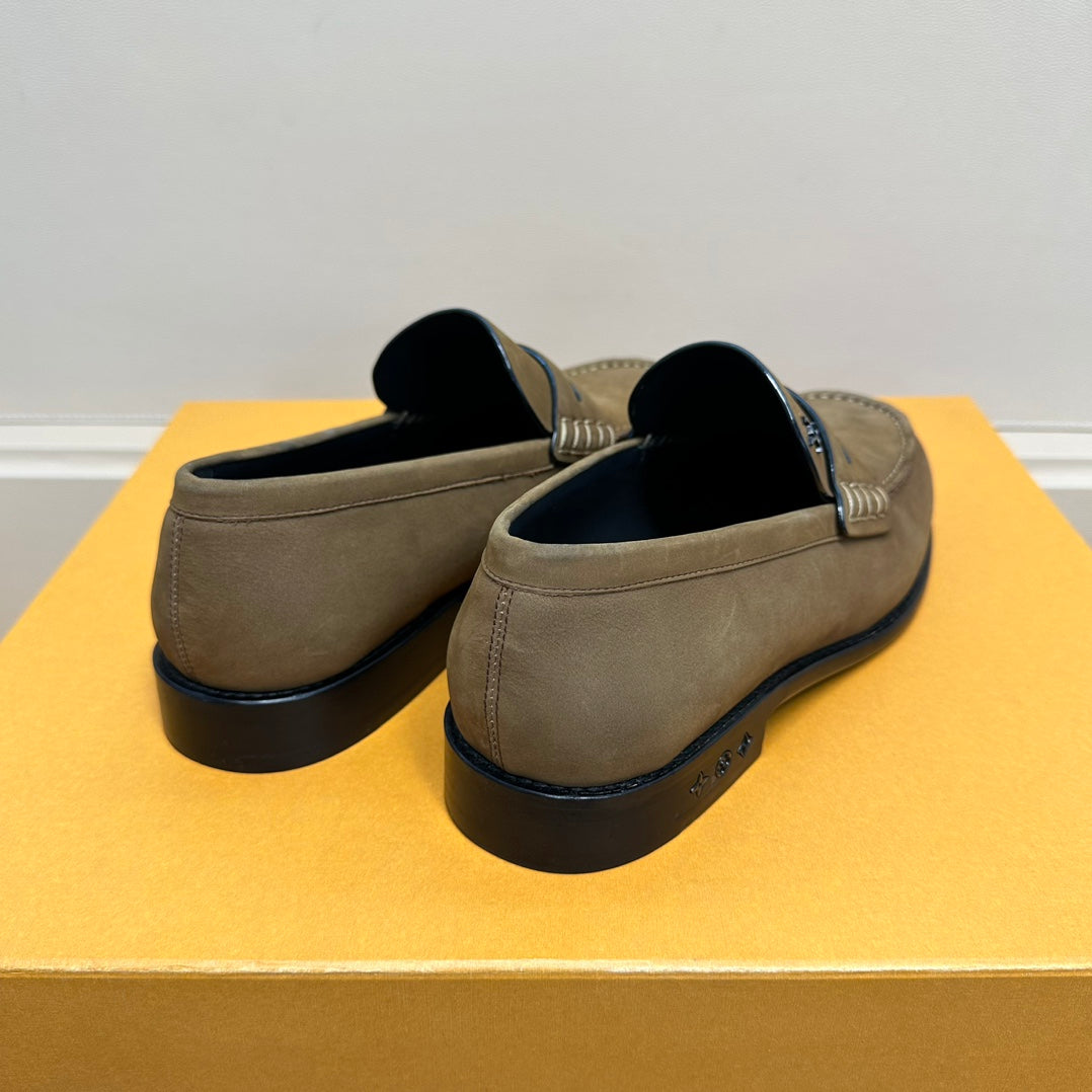 LV MAJOR LOAFERS IN PEANUT BROWN SUEDE CALFSKIN