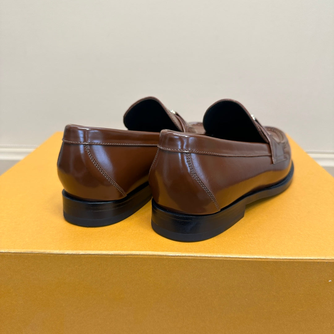 LV MAJOR LOAFER GLOSSY CHOCOLATE BROWN EMBOSSED CALFSKIN