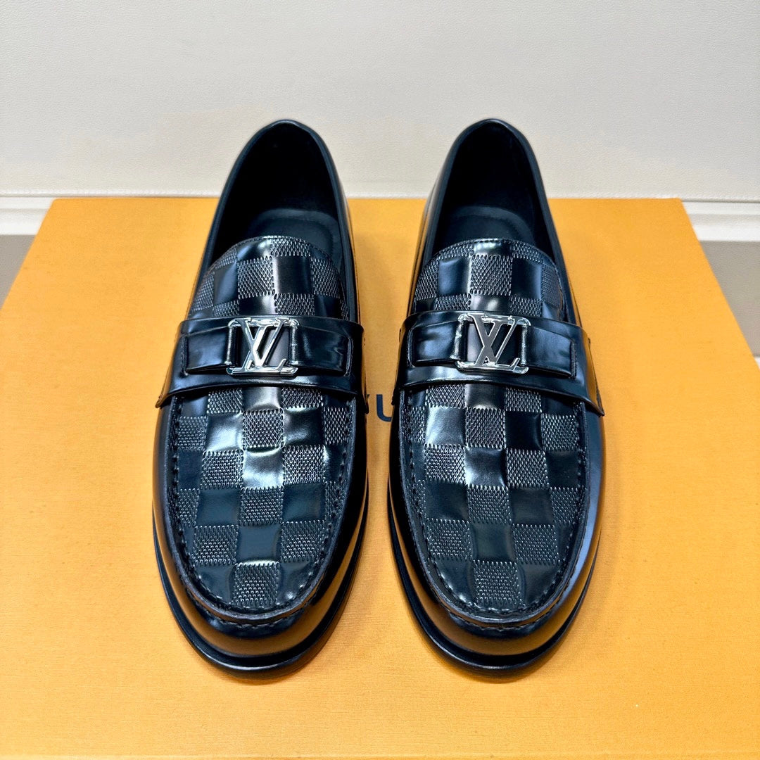 LV MAJOR LOAFER IN DAMIER BLACK CALFSKIN