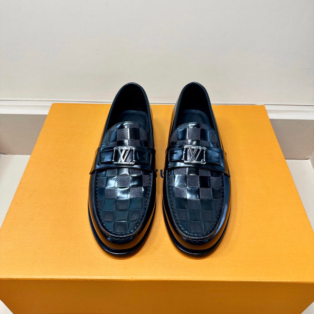 LV MAJOR LOAFER IN DAMIER BLACK CALFSKIN