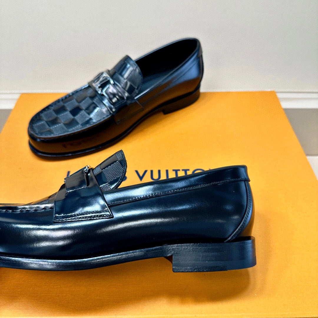 LV MAJOR LOAFER IN DAMIER BLACK CALFSKIN