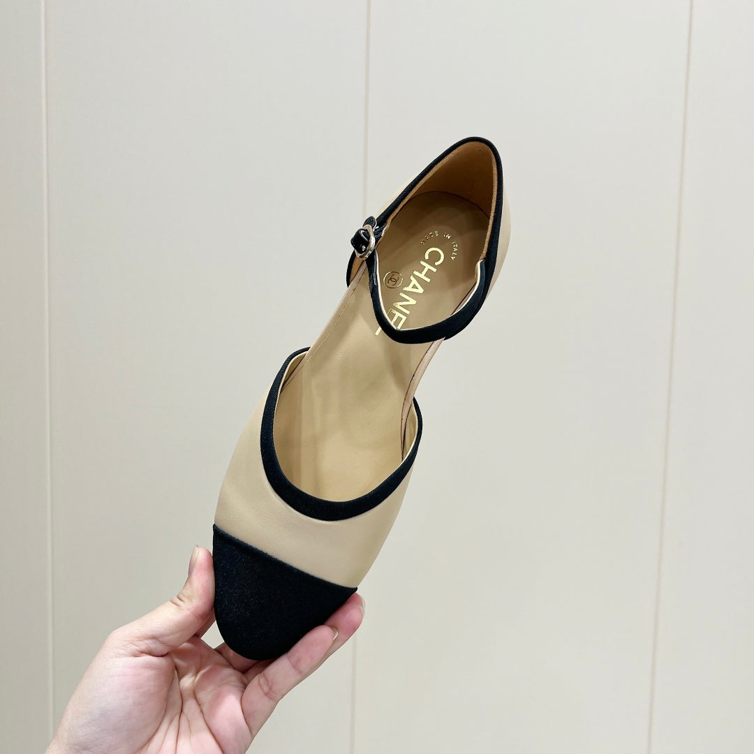 CC 25 Slingback Flat Grosgrain Calfskin