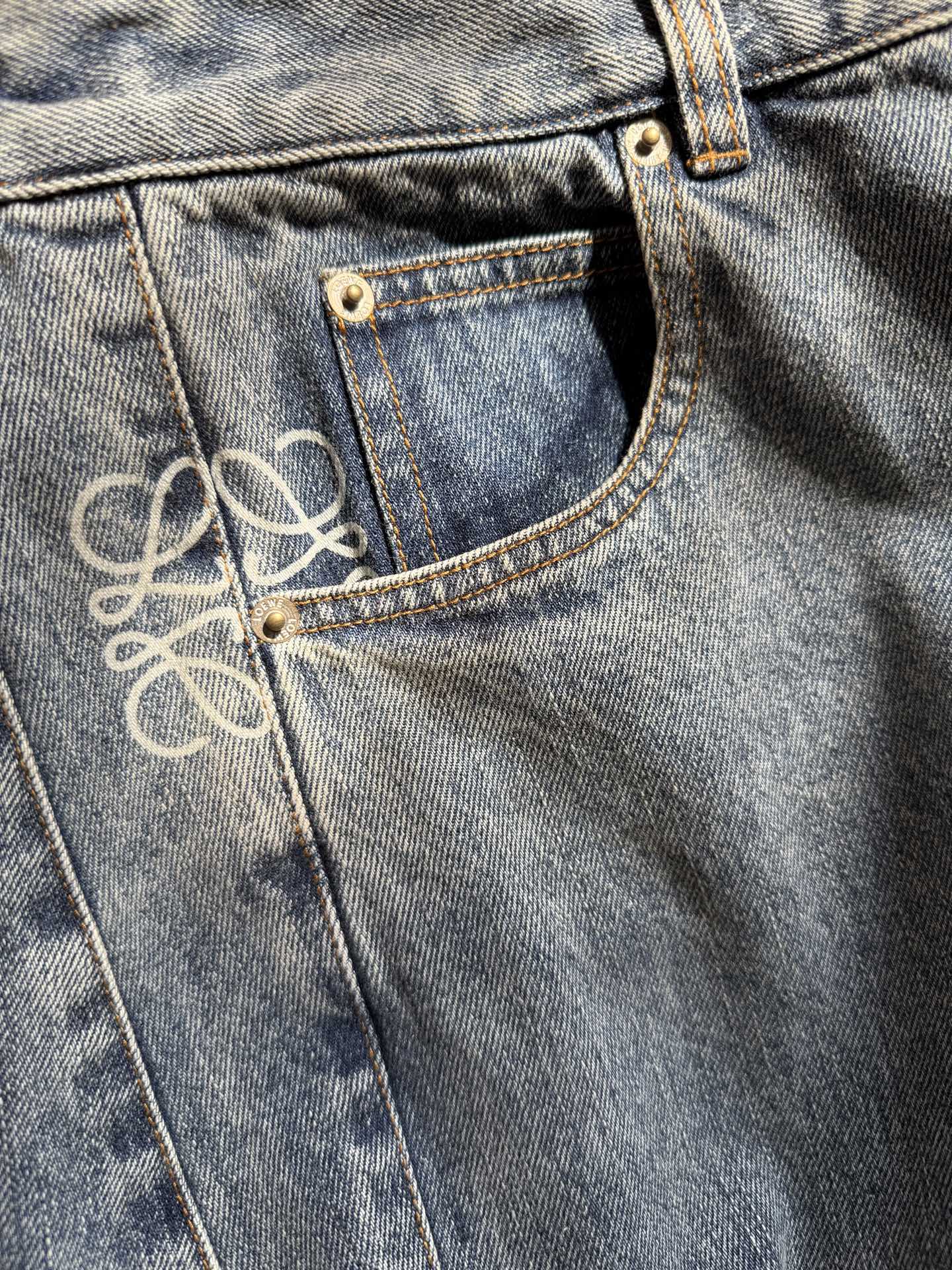Loewe Waist-burnt Jeans Blue Cotton