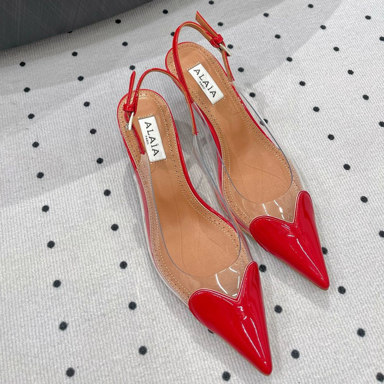 Alaila Le Cœur Slingbacks 60mm In Red Glossy Lambskin 954825