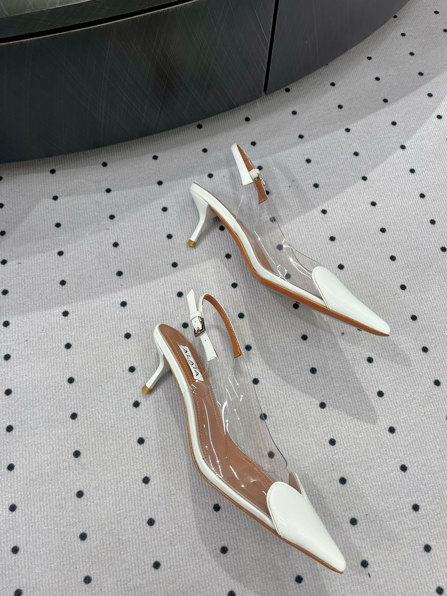 Alaila Le Cœur Slingbacks 60mm In White Glossy Lambskin 954827