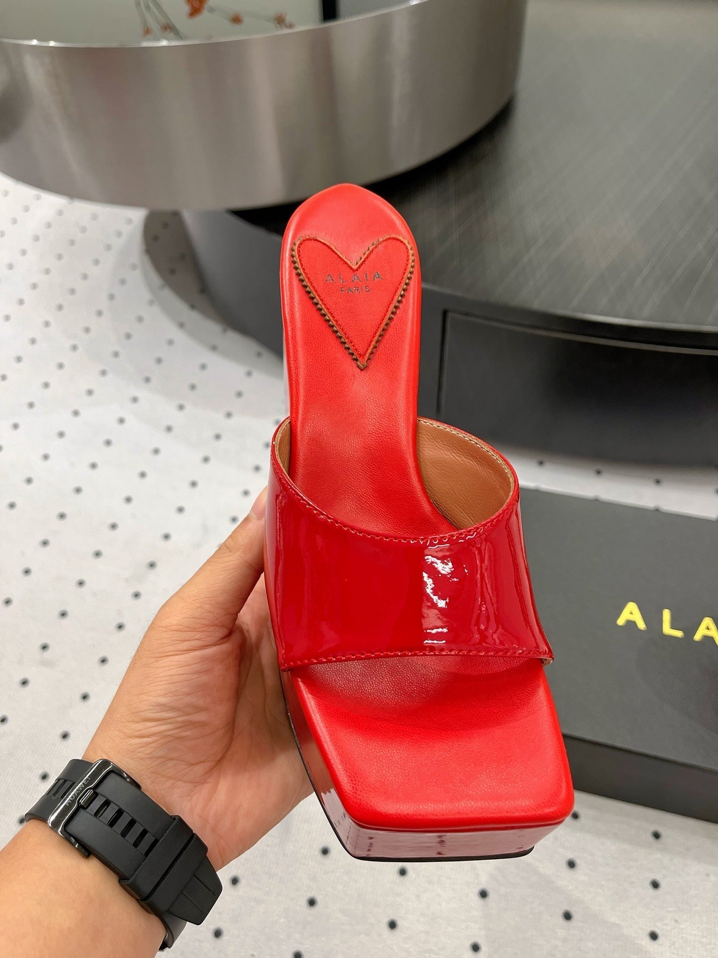 Alaila High Sandal 115mm In Red Glossy Lambskin 954872