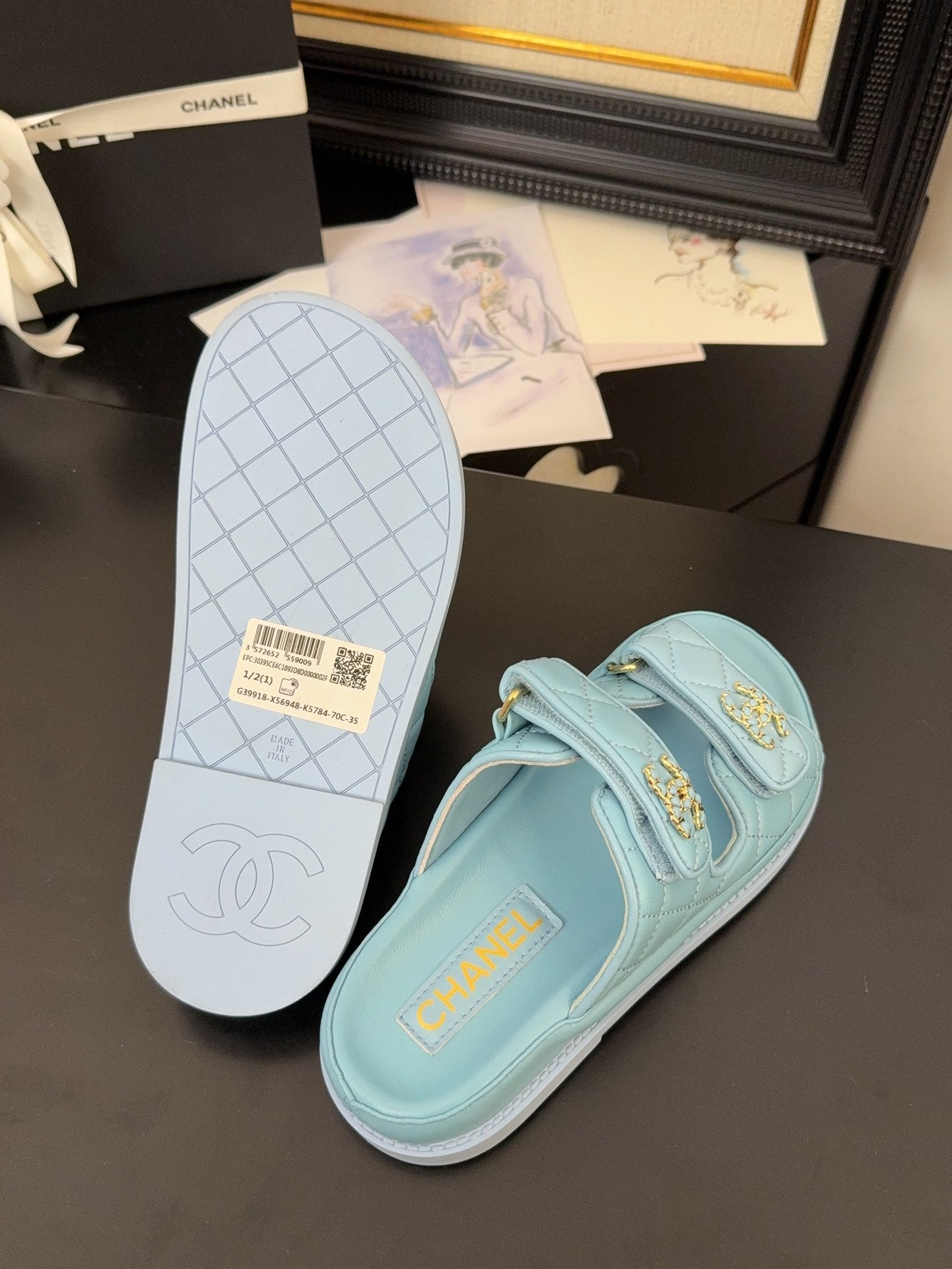 CC 25 Dad Sandal Mule Cloud Blue Calfskin
