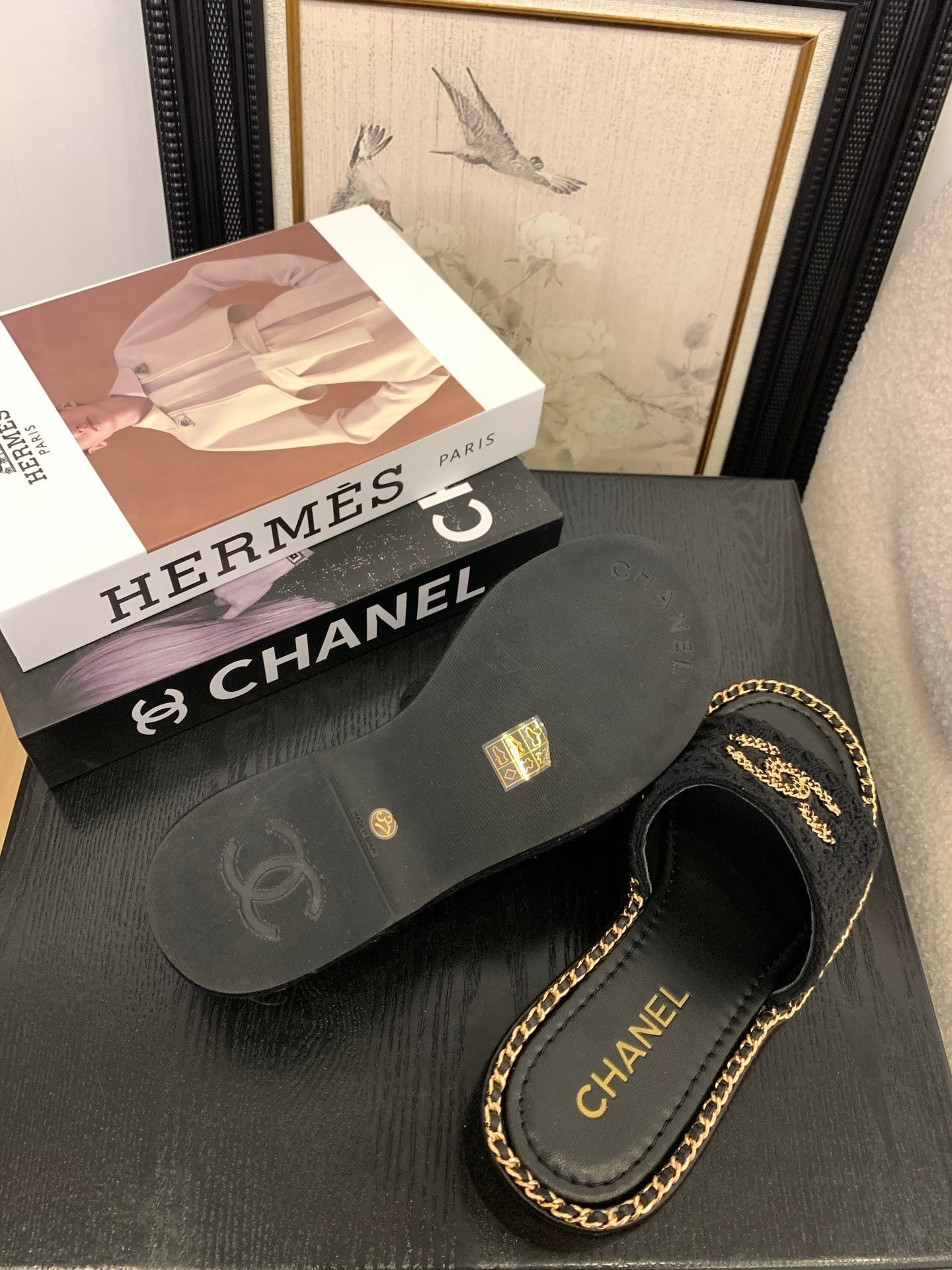 CC 25 Platform Slippers Black Lambskin 310383
