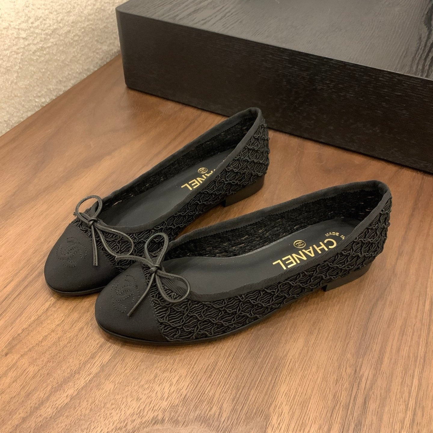 CC 25 Ballet Flat Black Fabric Grosgrain